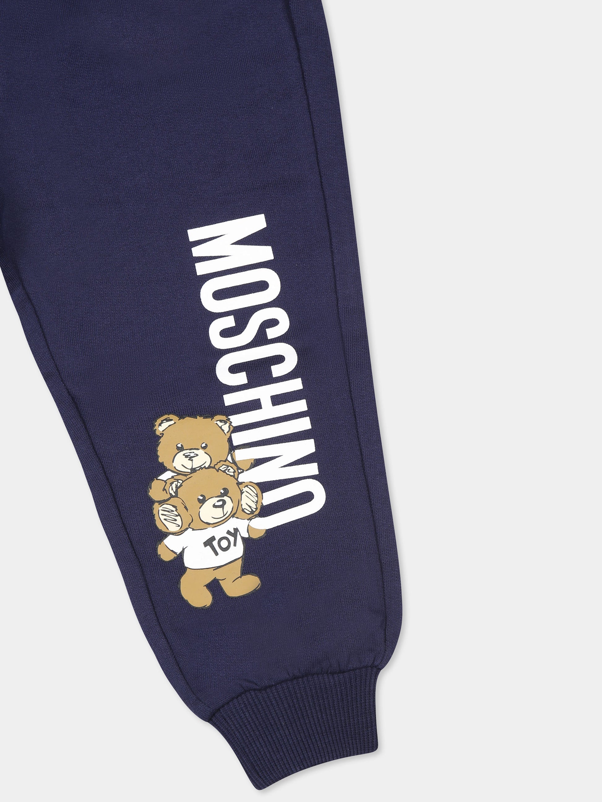 Completo blu per neonati con due Teddy Bears,Moschino Kids,M6K02P LCA14 40016