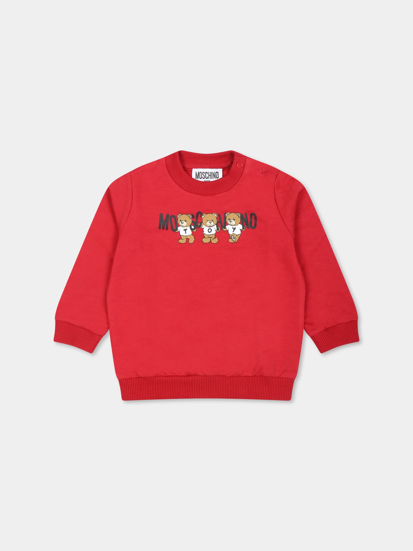 Felpa bordeaux per neonati con tre Teddy Bears,Moschino Kids,M8F04Q LCA40 50307