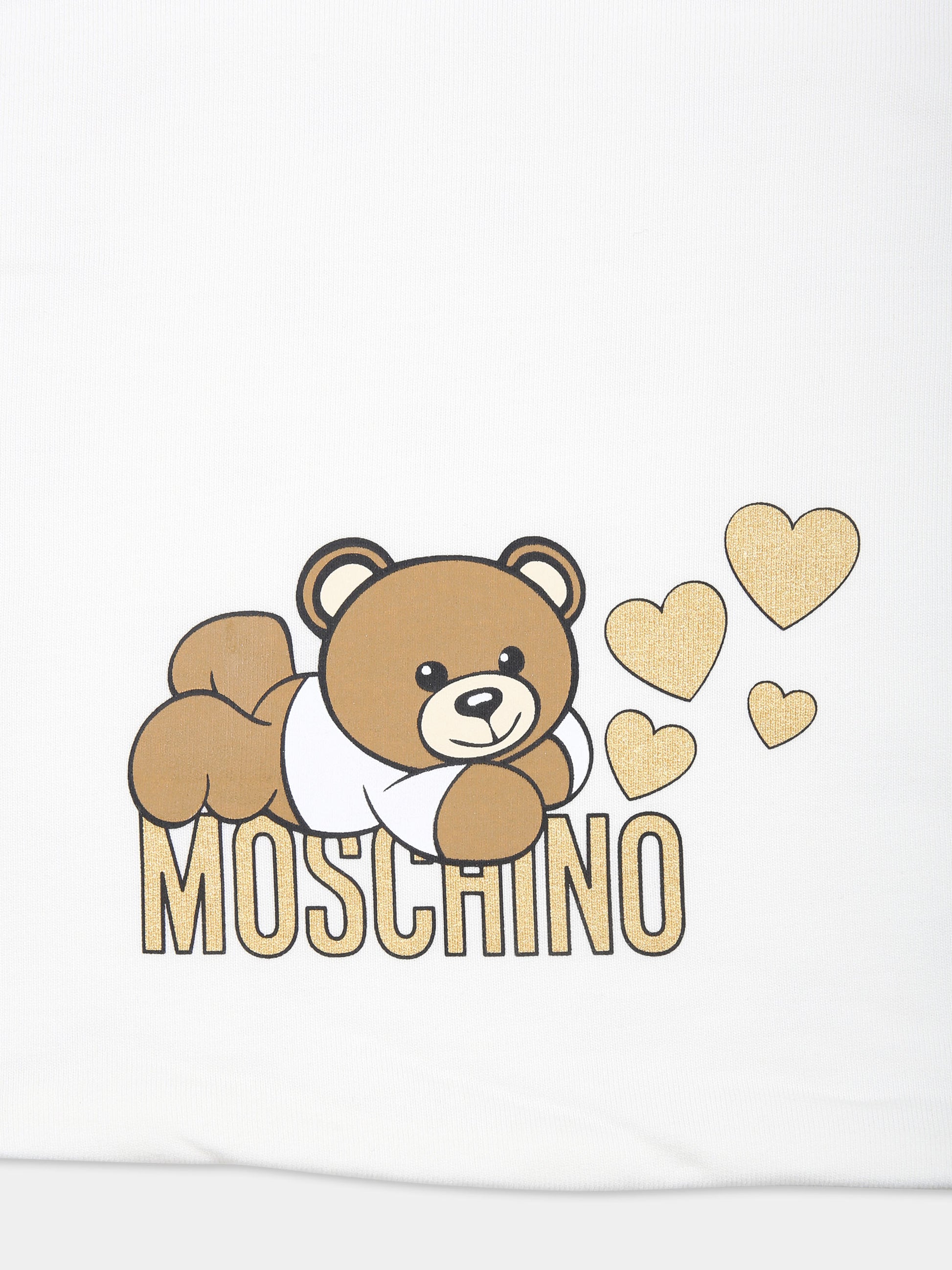 Coperta avorio per neonata con Teddy Bear e cuori,Moschino Kids,MDB001 LCA80 10063