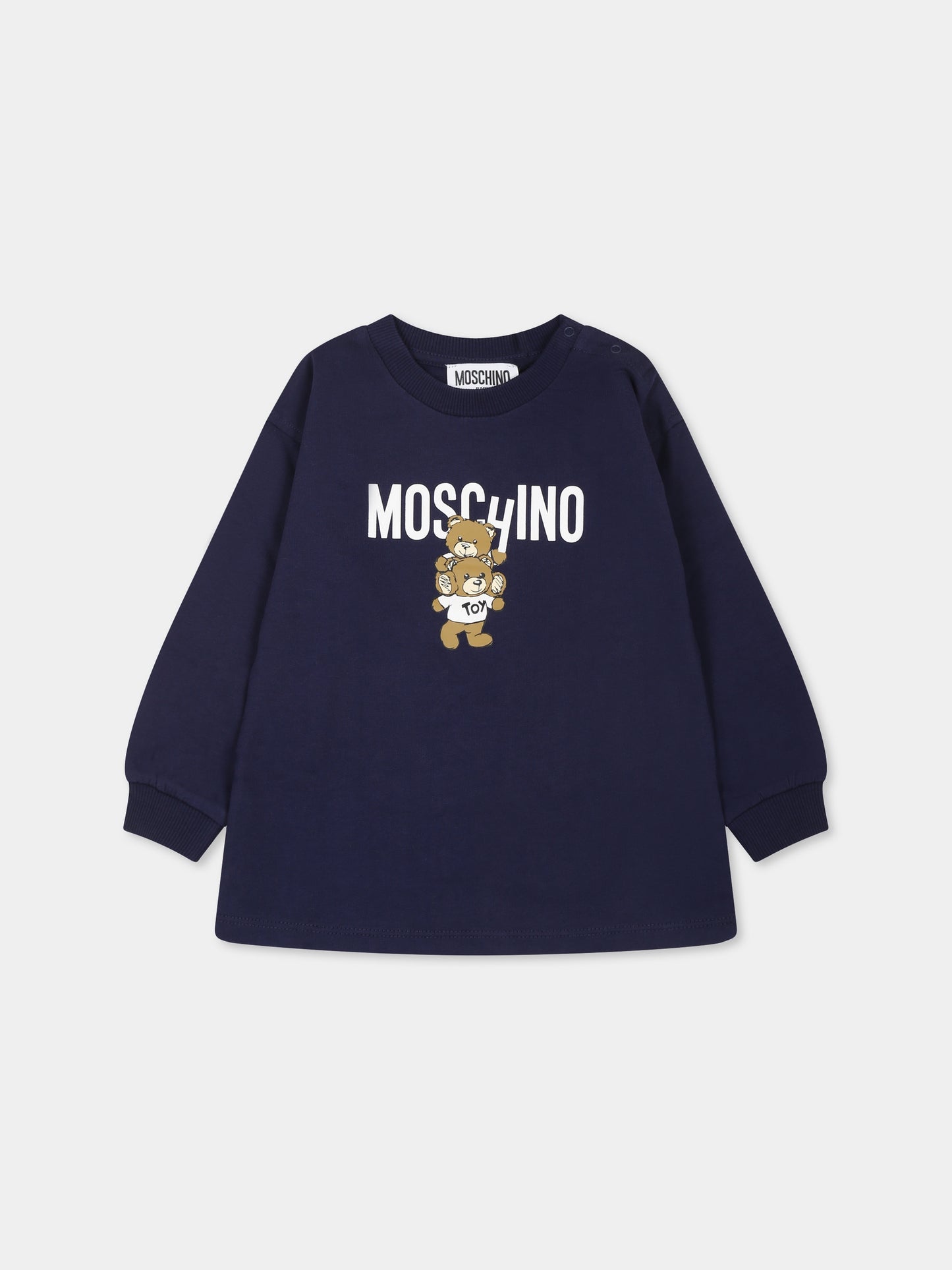 Vestito blu per neonata con due Teddy Bears