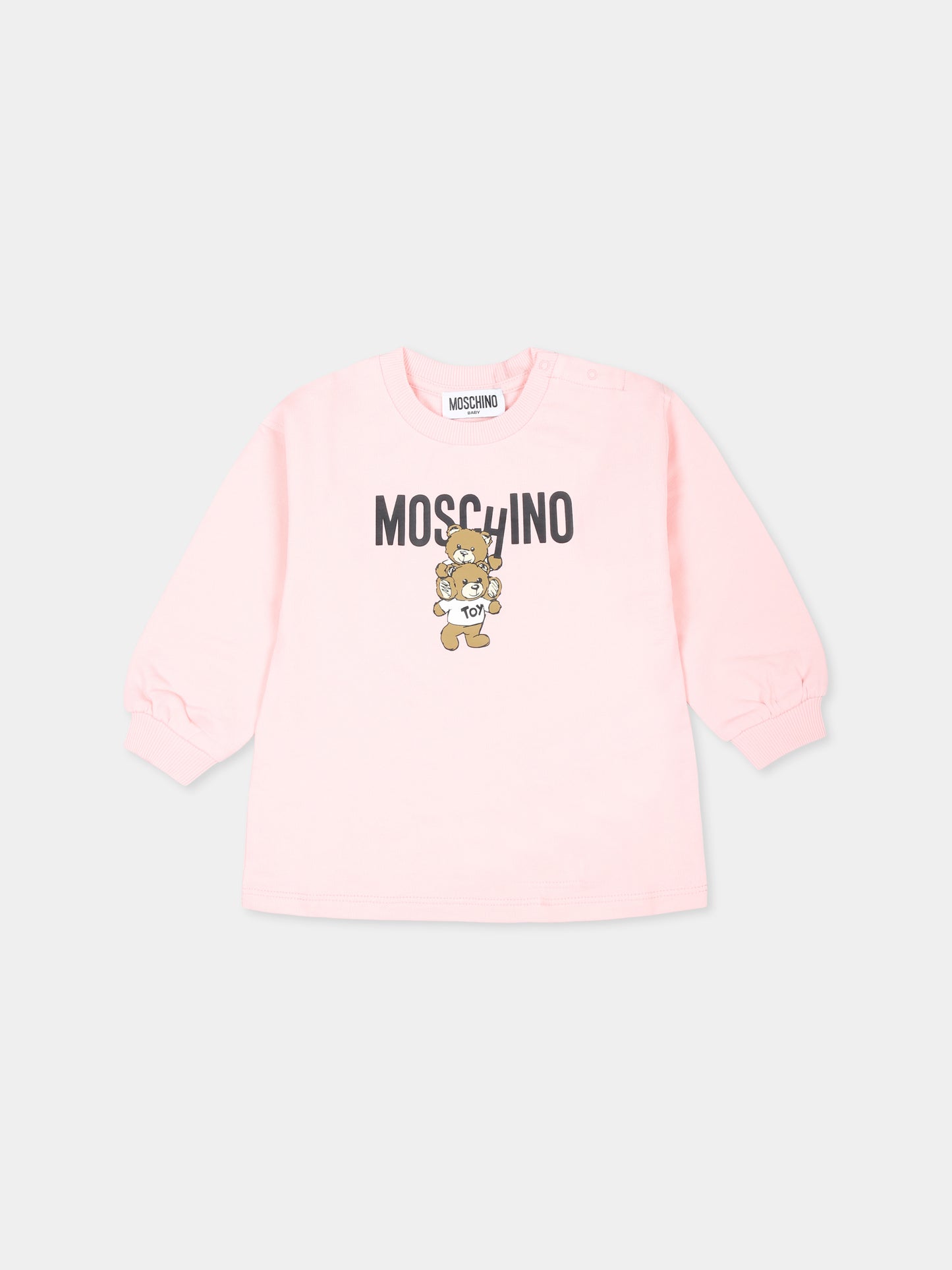 Vestito rosa per neonata con due Teddy Bear,Moschino Kids,MDV0BN LCA14 50209