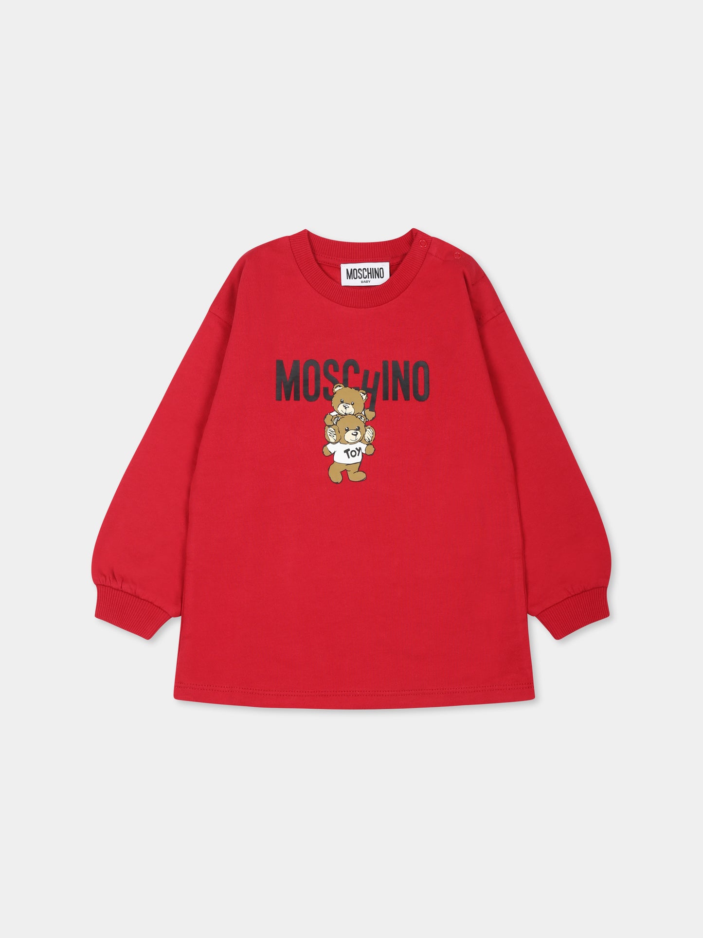 Vestito bordeaux per neonata con due Teddy Bears