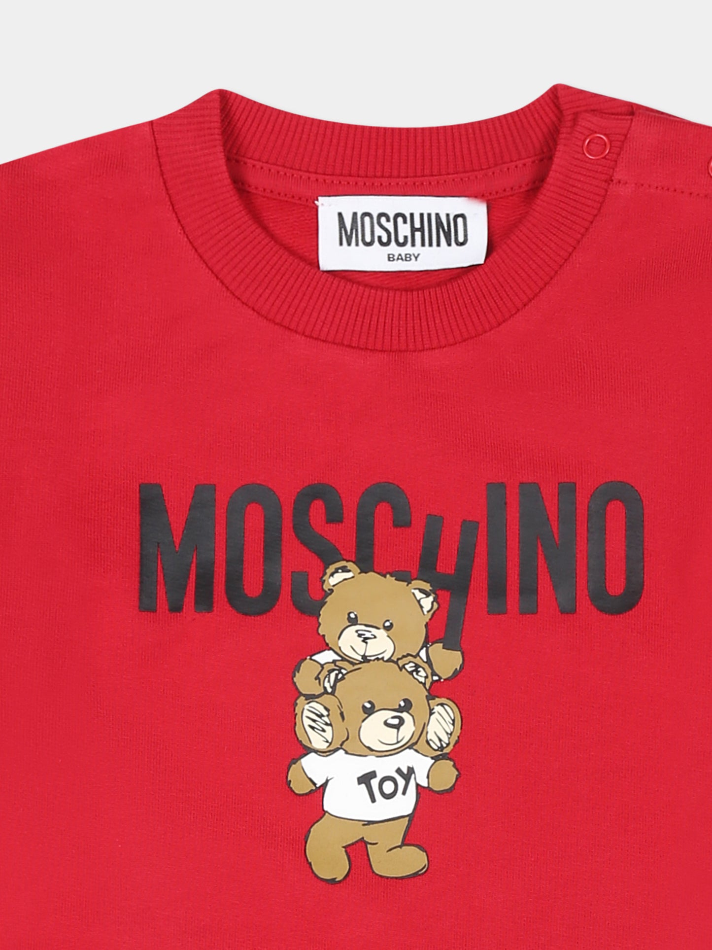 Vestito bordeaux per neonata con due Teddy Bears,Moschino Kids,MDV0BN LCA14 50307