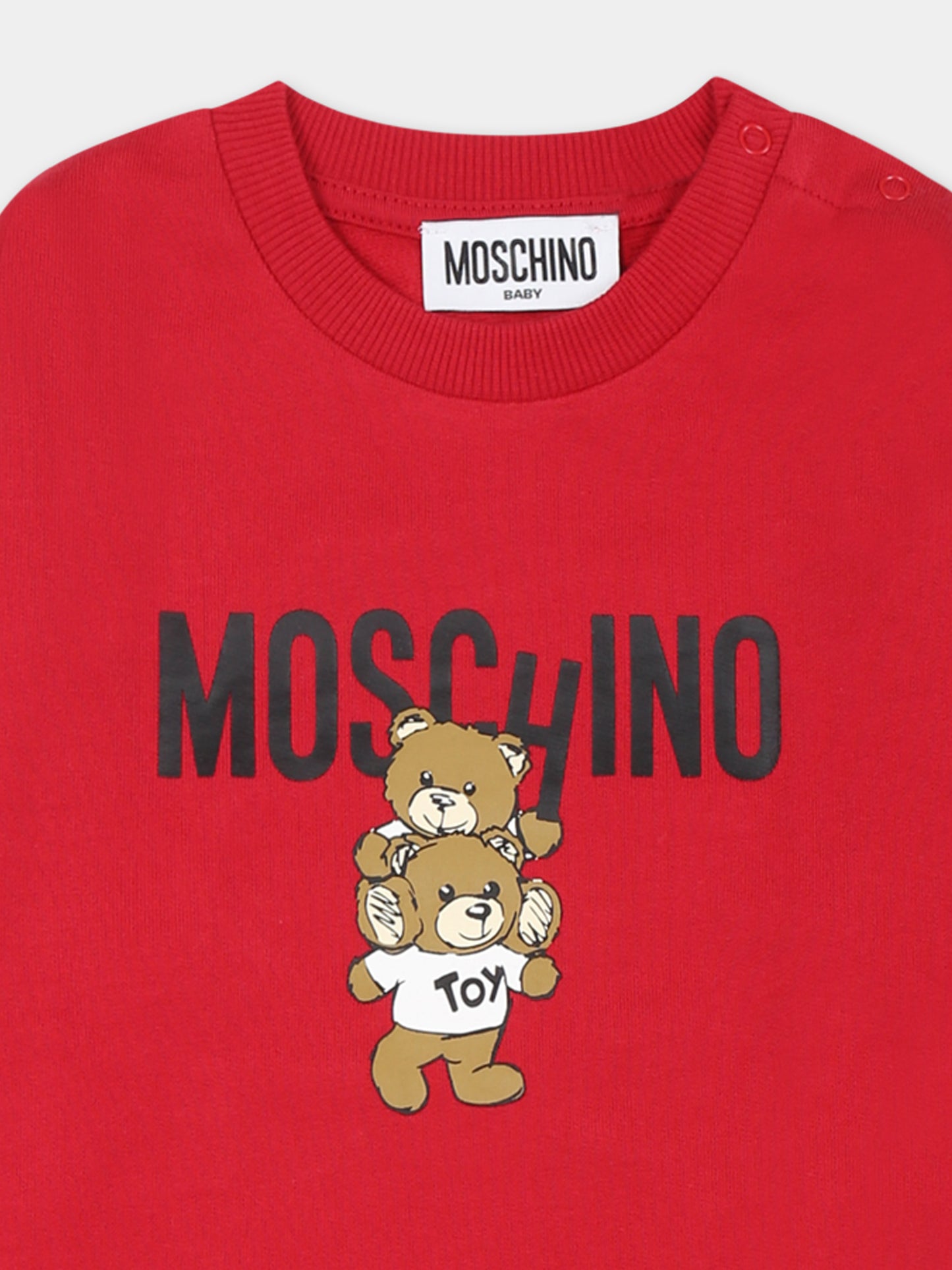 Vestito bordeaux per neonata con due Teddy Bears