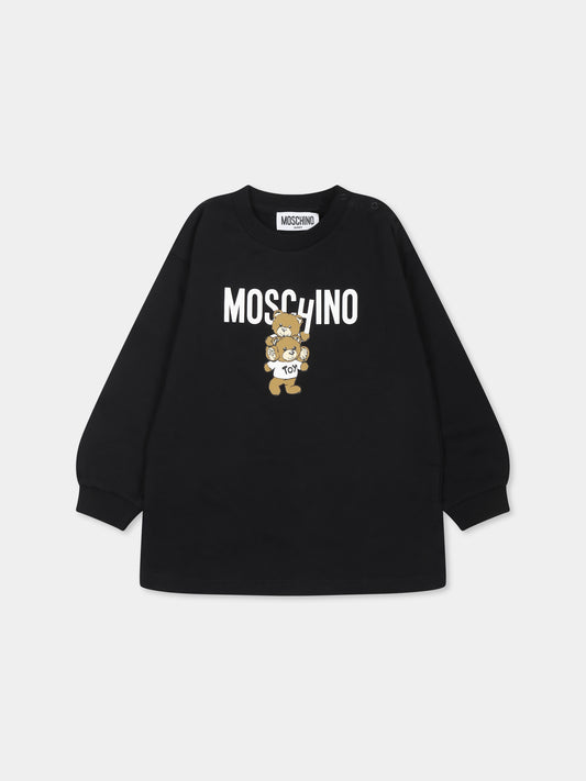 Vestito nero per neonata con due Teddy Bears