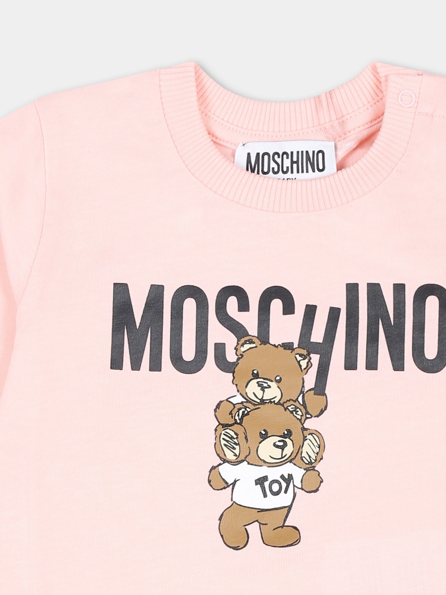 T-shirt rosa per neonata con Teddy Bear,Moschino Kids,MMO00R LAA01 50209