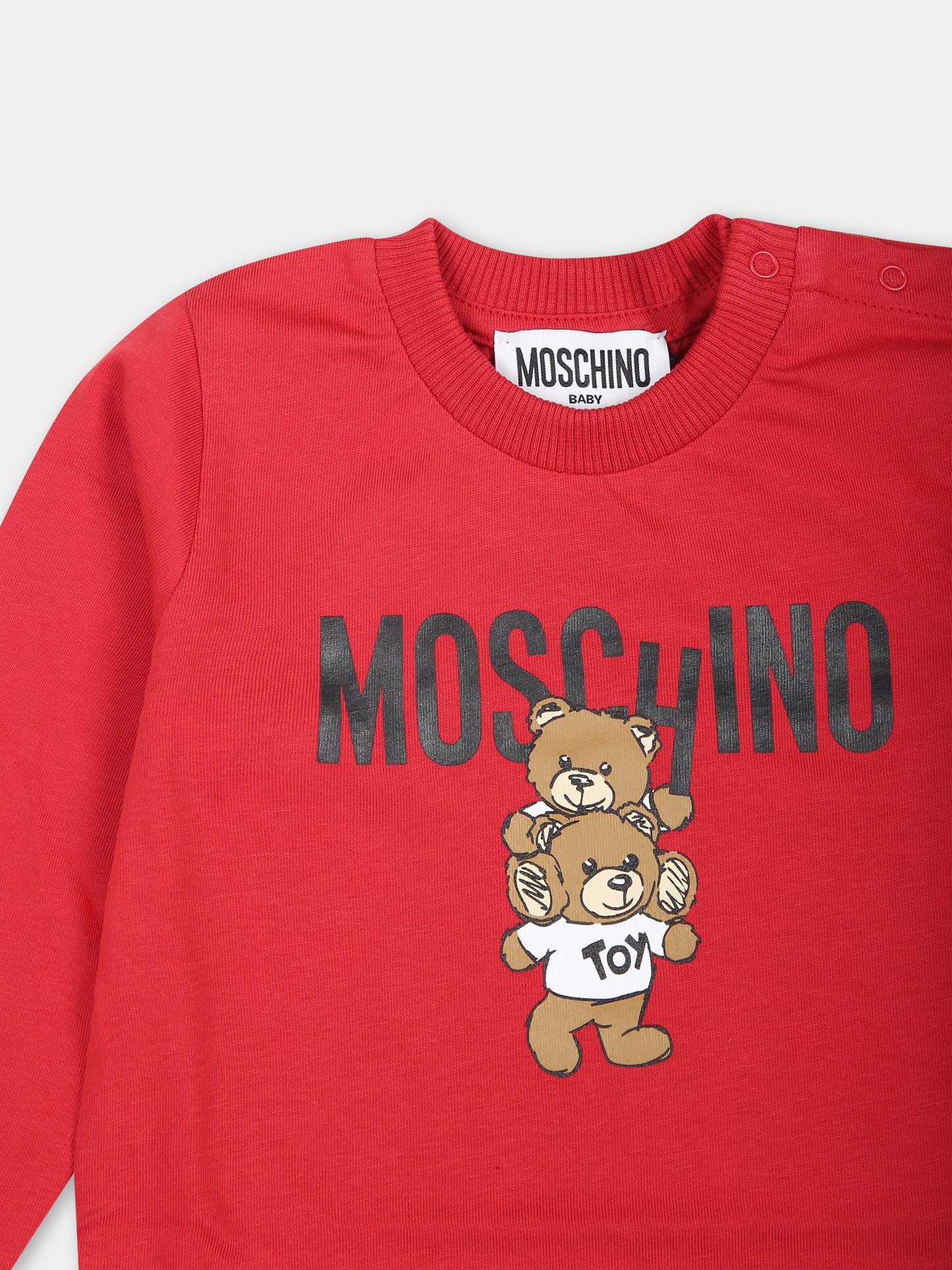 T-shirt bordeaux per neonati con Teddy Bear,Moschino Kids,MMO00R LAA01 50307