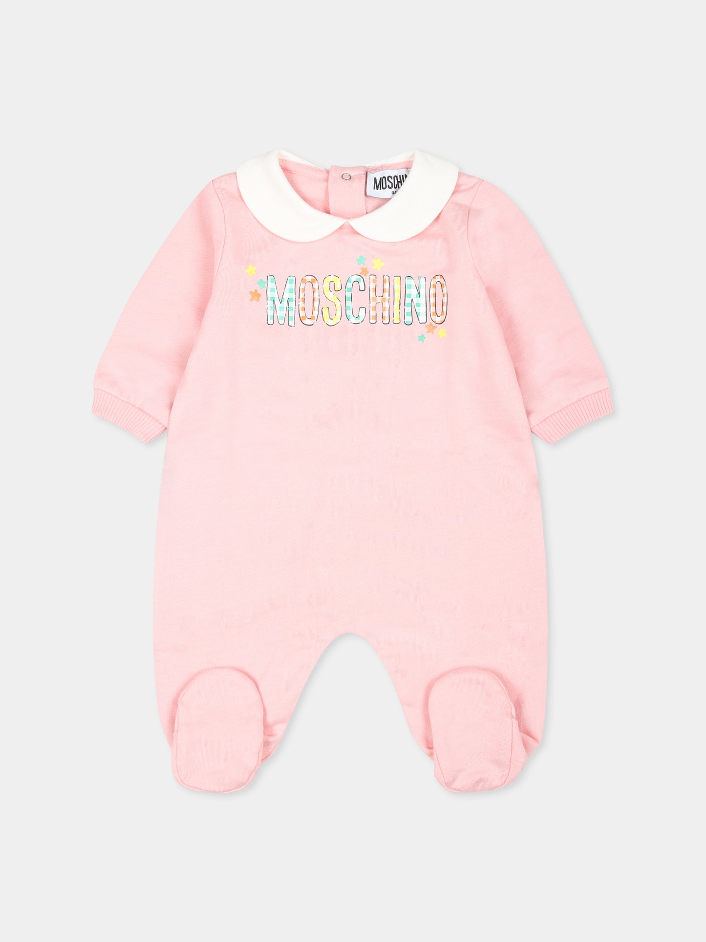 Set tutina rosa per neonata con Teddy Bear e stelle,Moschino Kids,MMY04G LCA40 50209