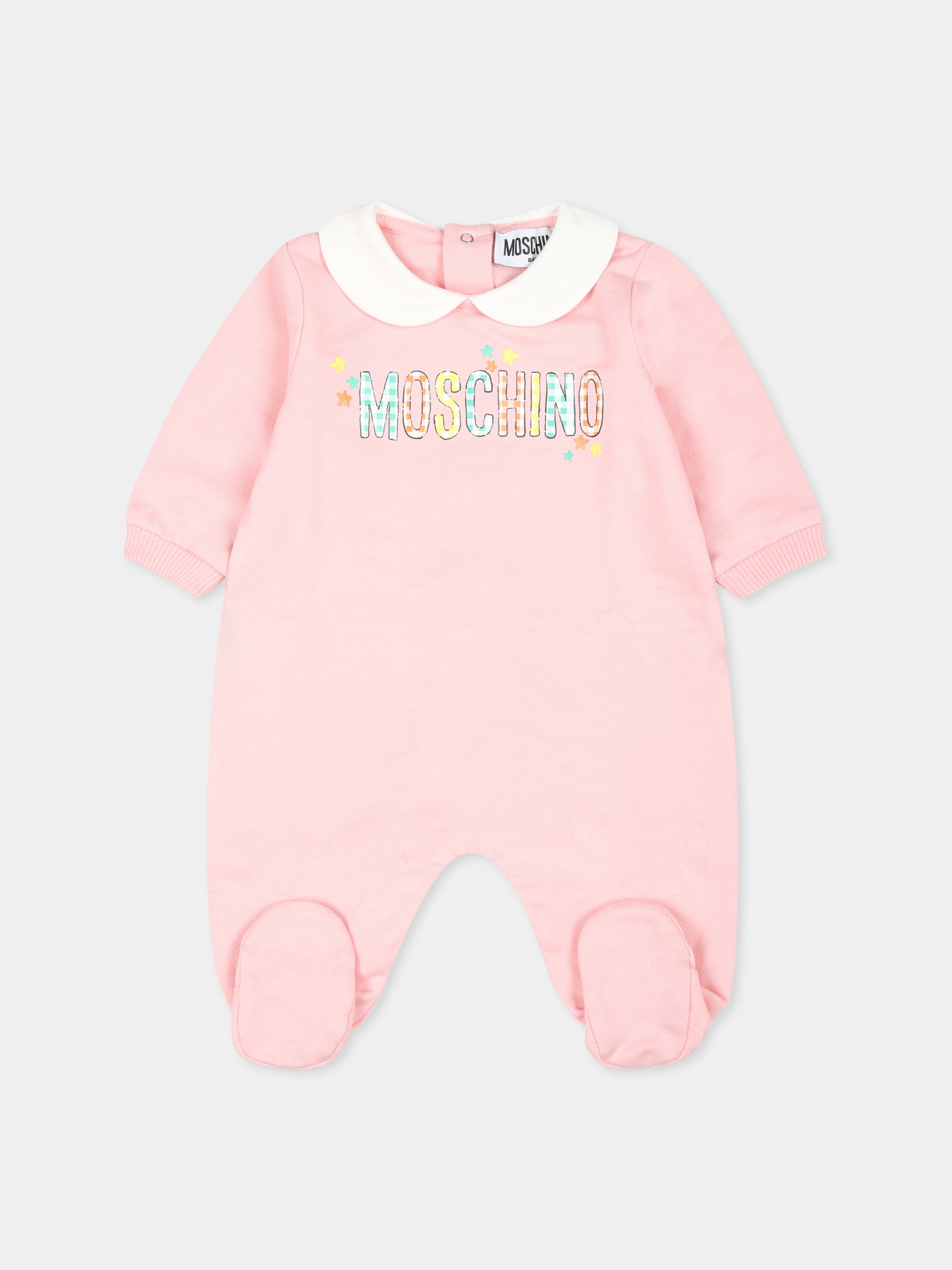 Set tutina rosa per neonata con Teddy Bear e stelle,Moschino Kids,MMY04G LCA40 50209