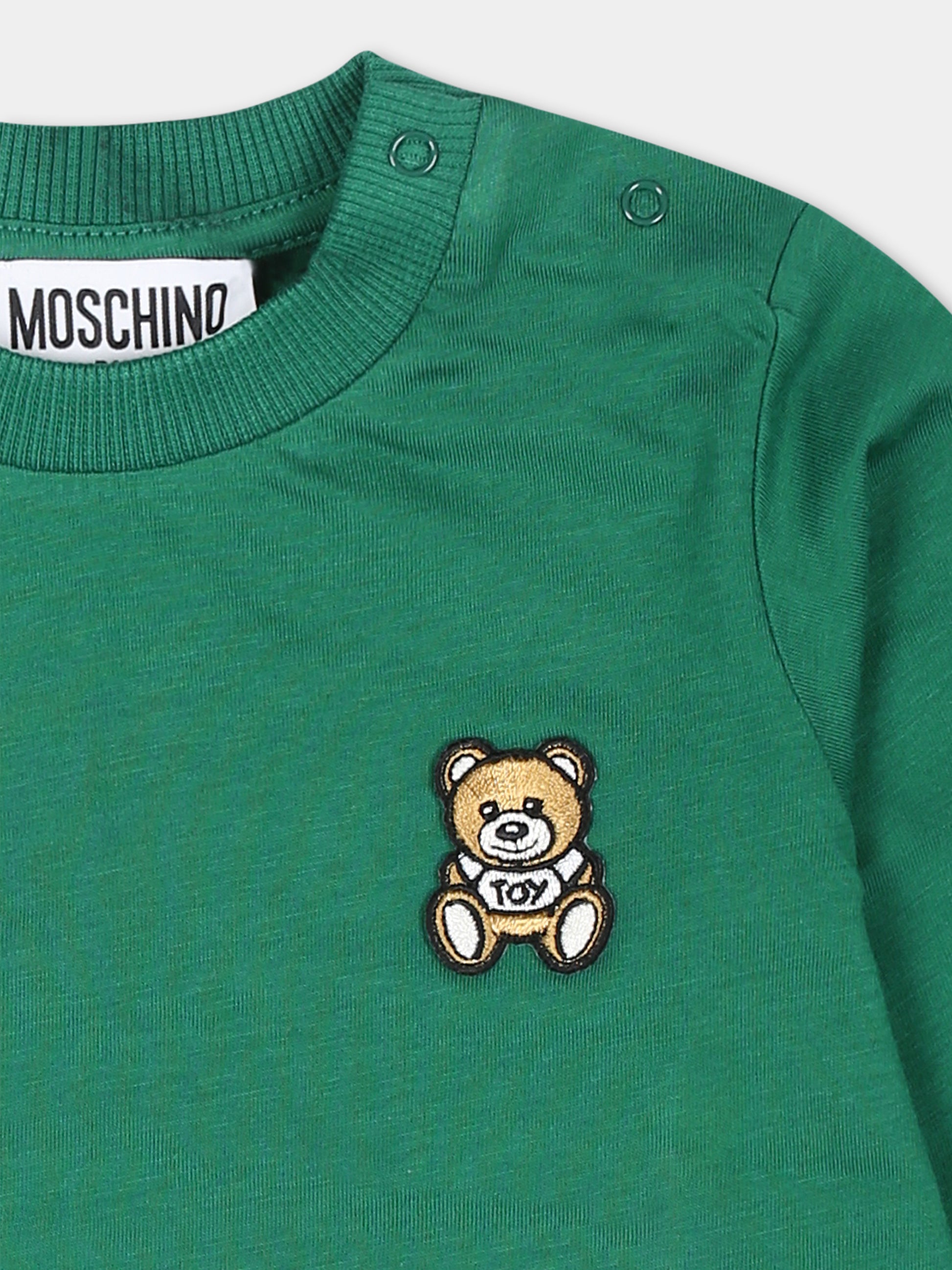 T-shirt verde per neonati con Teddy Bear,Moschino Kids,MPO00R LAA10 30139