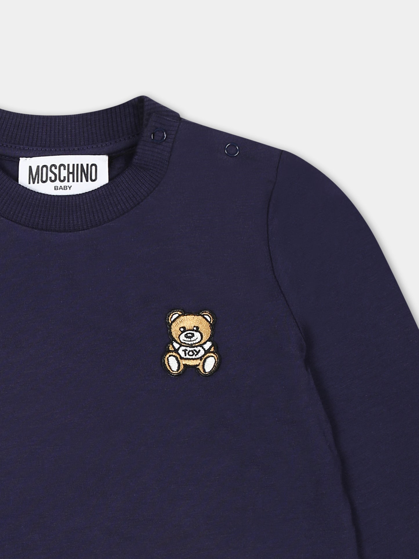 T-shirt blu per neonati con Teddy Bear,Moschino Kids,MPO00R LAA10 40016