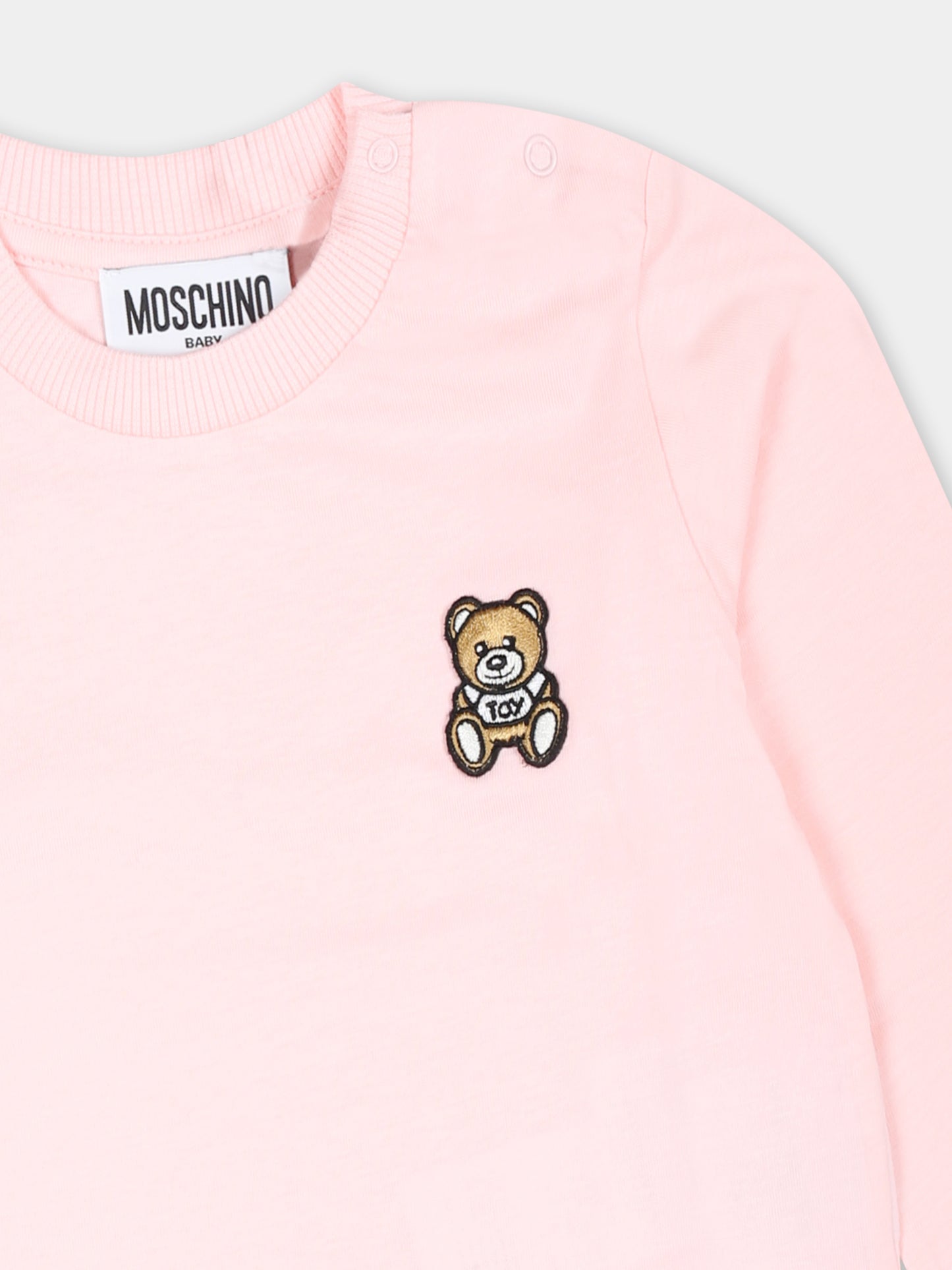 T-shirt rosa per neonata con Teddy Bear,Moschino Kids,MPO00R LAA10 50209