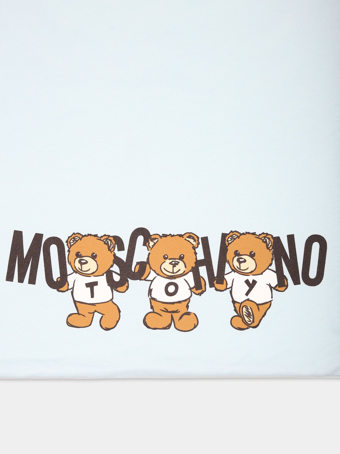 Coperta celeste per neonato con tre Teddy Bears,Moschino Kids,MUB00F LCA40 40304