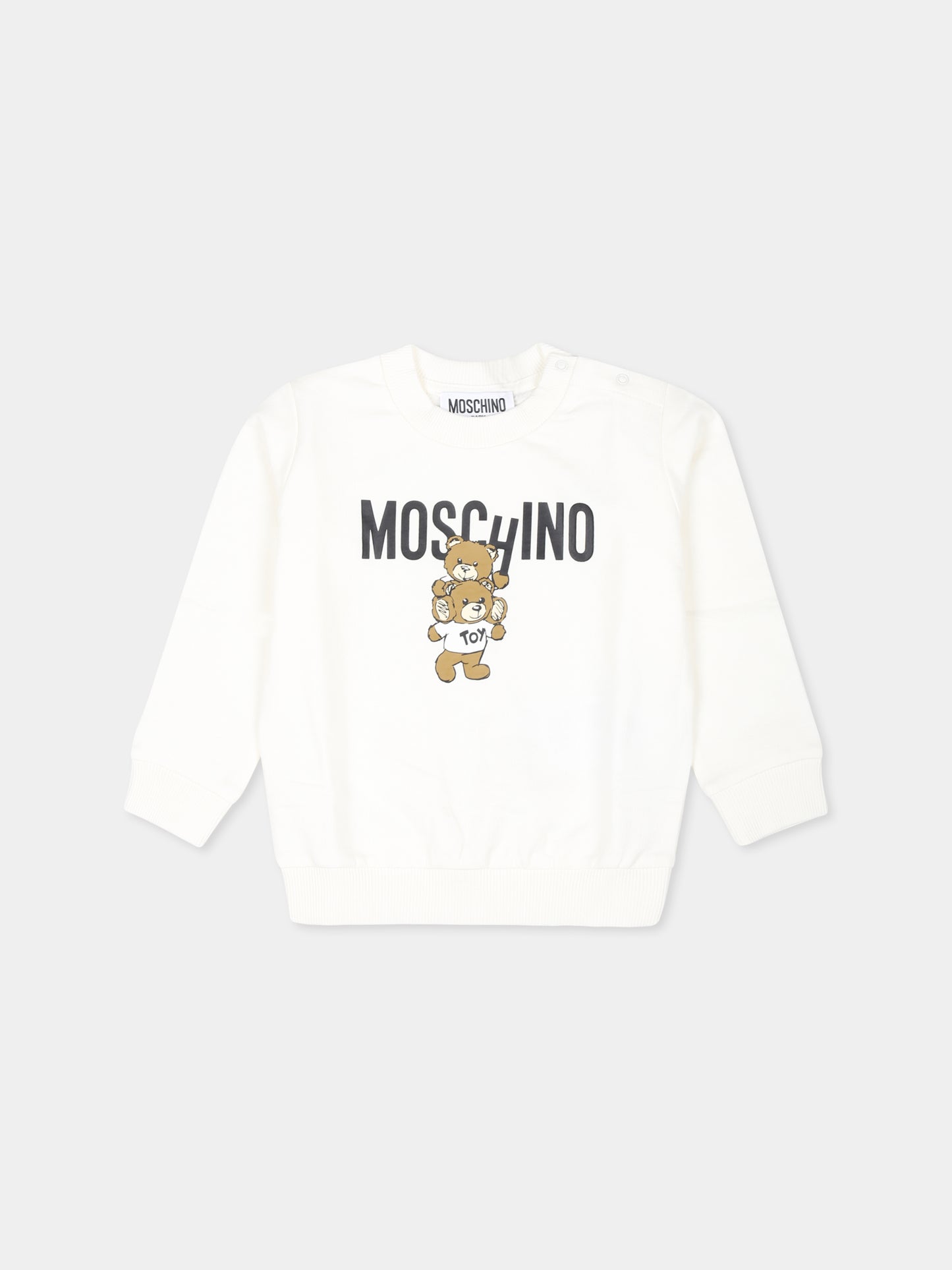 Felpa avorio per neonati con due Teddy Bears,Moschino Kids,MUF05J LCA14 10063