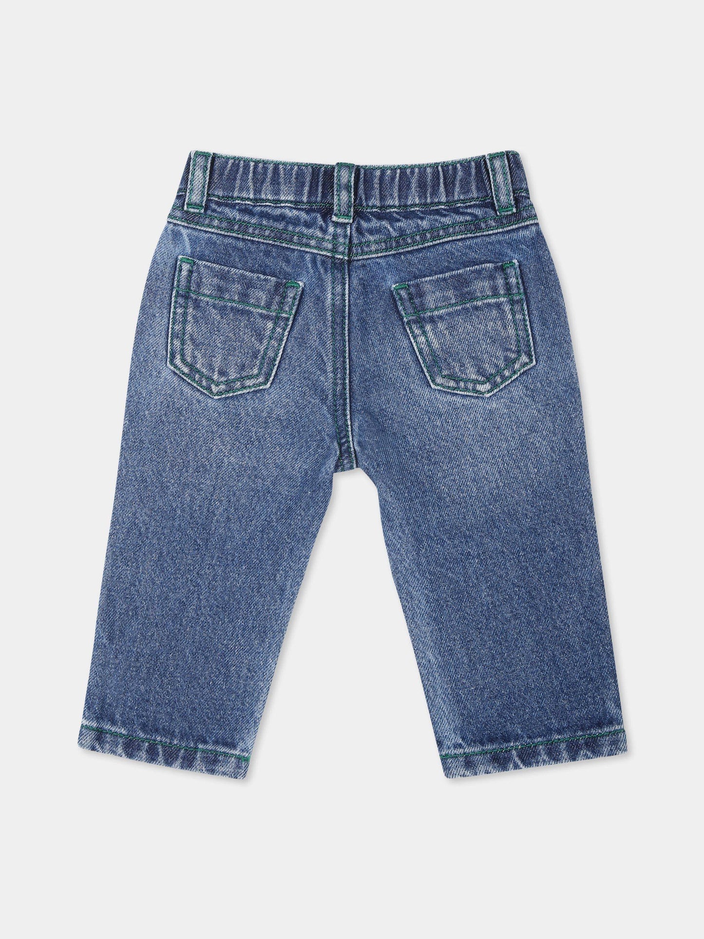 Jeans blu per neonato con logo e Teddy Bear,Moschino Kids,MUP04Z L0E29 40290