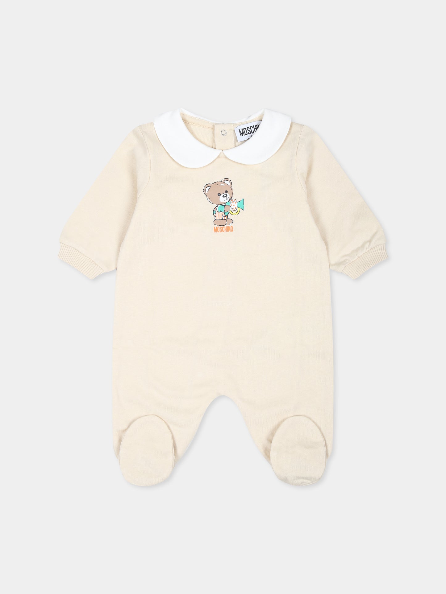 Tutina beige per neonati con Teddy Bear,Moschino Kids,MUT041 LCA40 20404