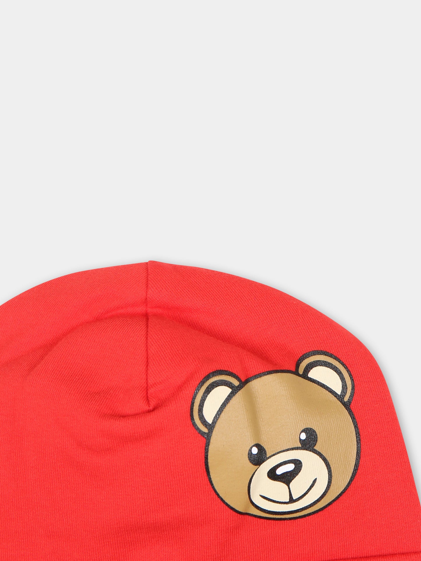 Cappello rosso per neonati con Teddy Bear,Moschino Kids,MUX050 LDA17 50109