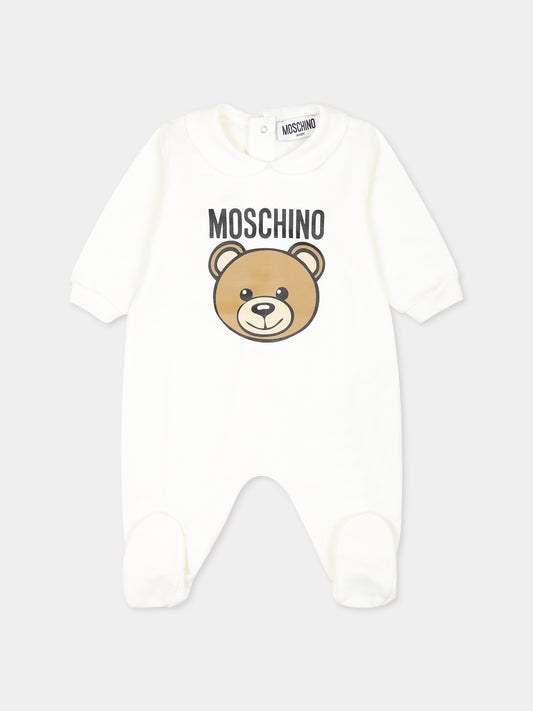 Tutina avorio per neonati con Teddy Bear,Moschino Kids,MUY078 LCA40 10063