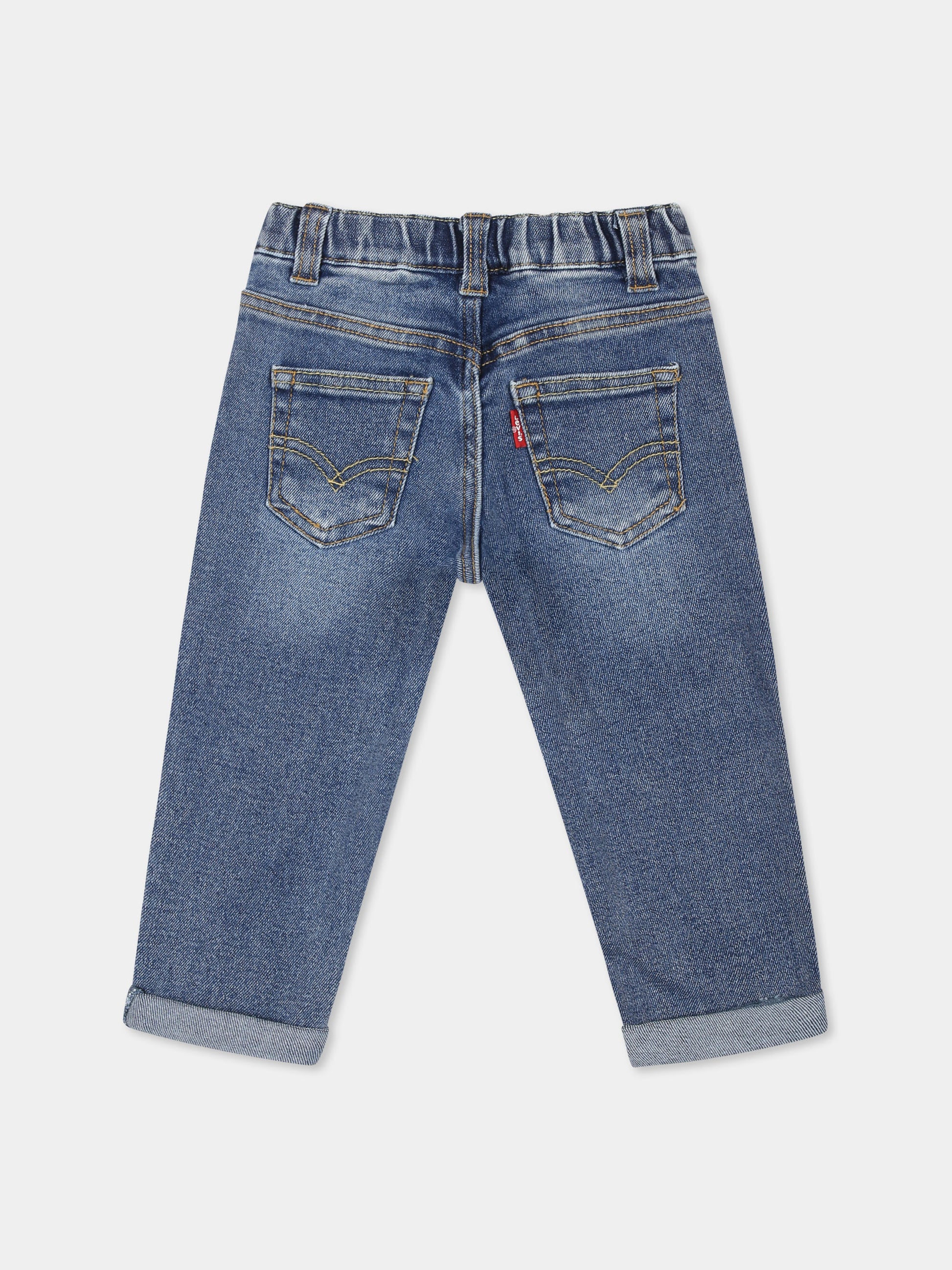 Jeans in denim per neonato con patch logato,Levi's Kids,6EL347 DAF