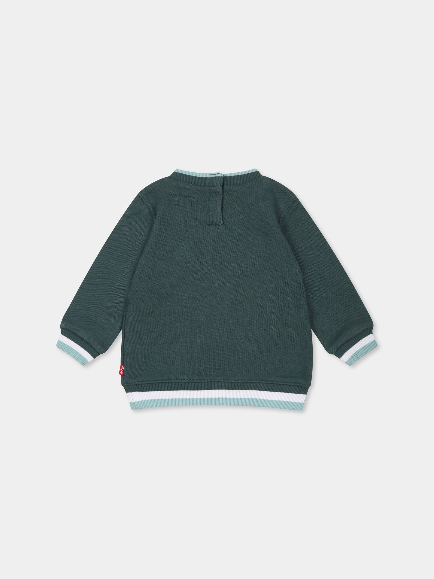 Felpa verde per neonato con stampa orsetto e logo,Levi's Kids,6EL324 B84