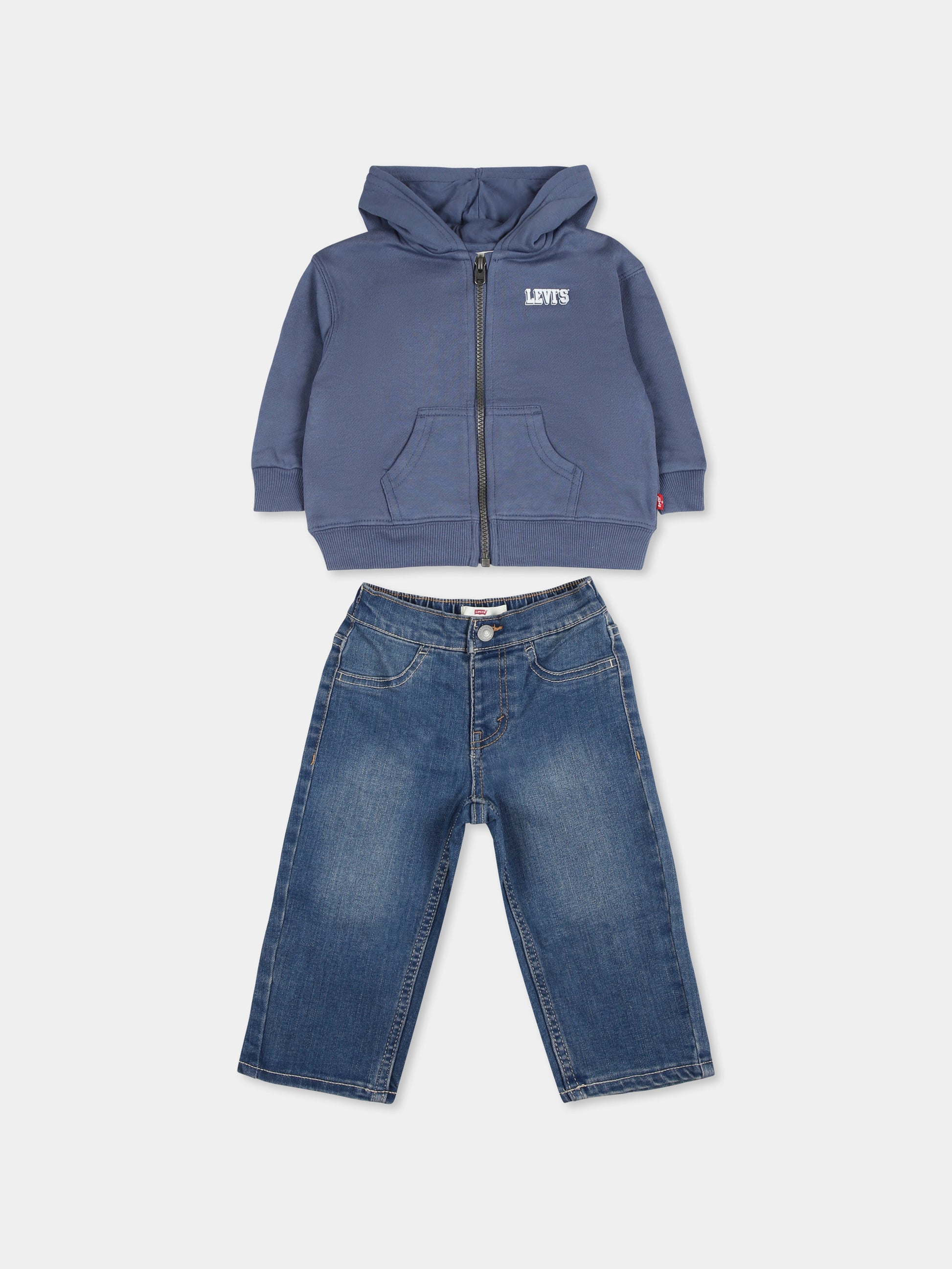 Completo blu per neonato con logo e orso,Levi's Kids,6EL340 C1E