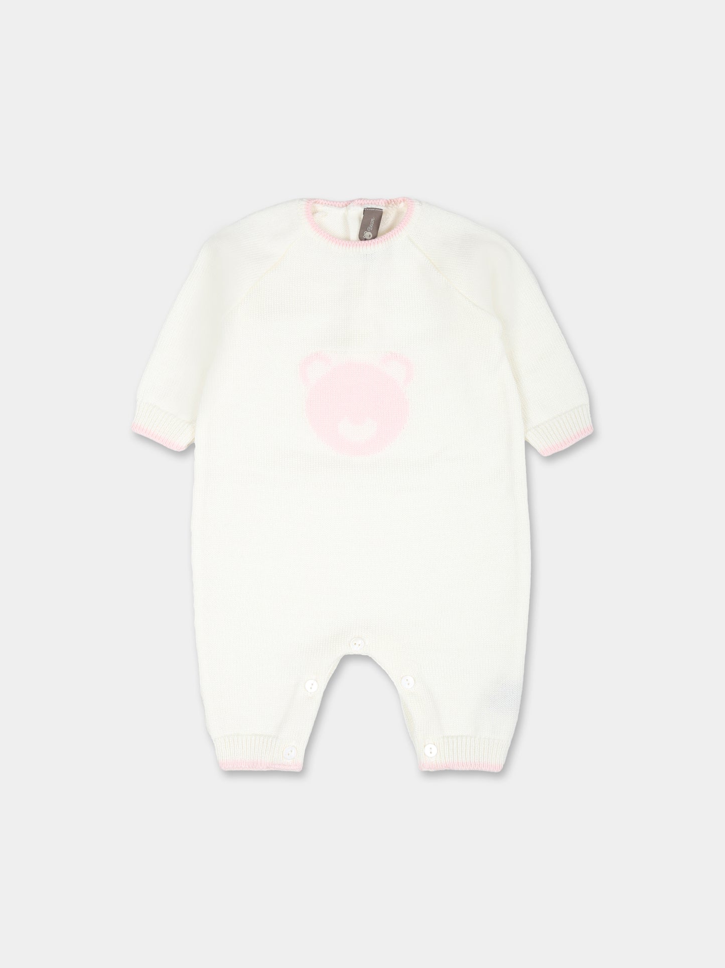 Tutina bianca per neonata con orso,Little Bear,9111 LATTE/CIPRIA