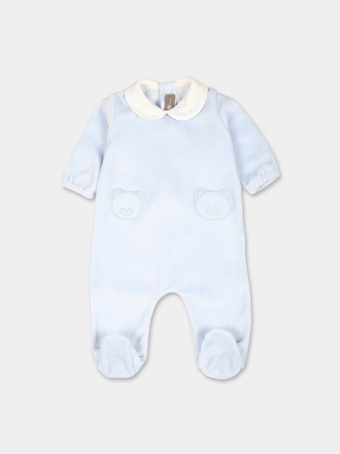 Tutina celeste per neonato con logo,Little Bear,9034 CIELO