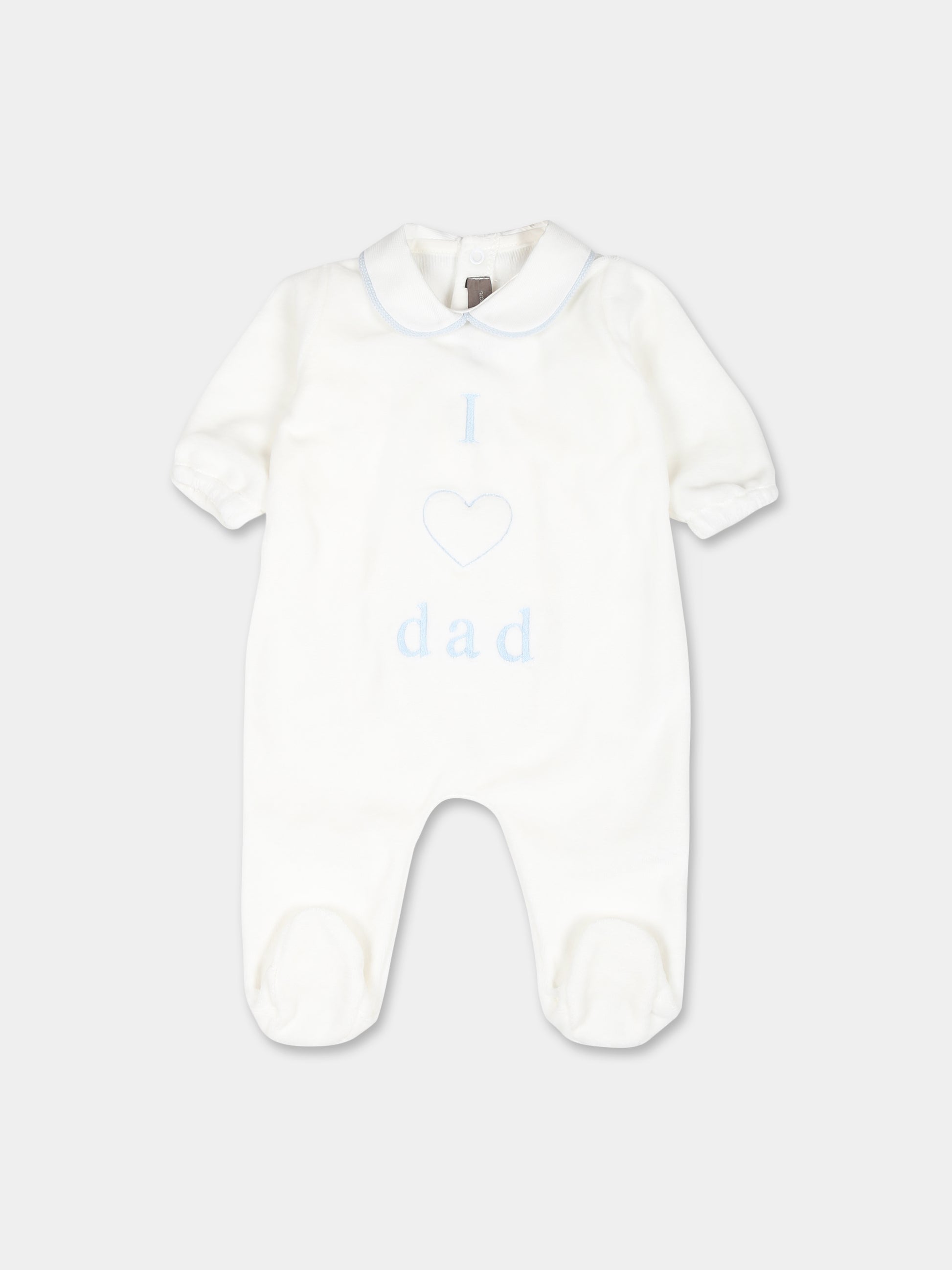 Tutina bianca per neonato con scritta Dad,Little Bear,9037 LATTE/CIELO