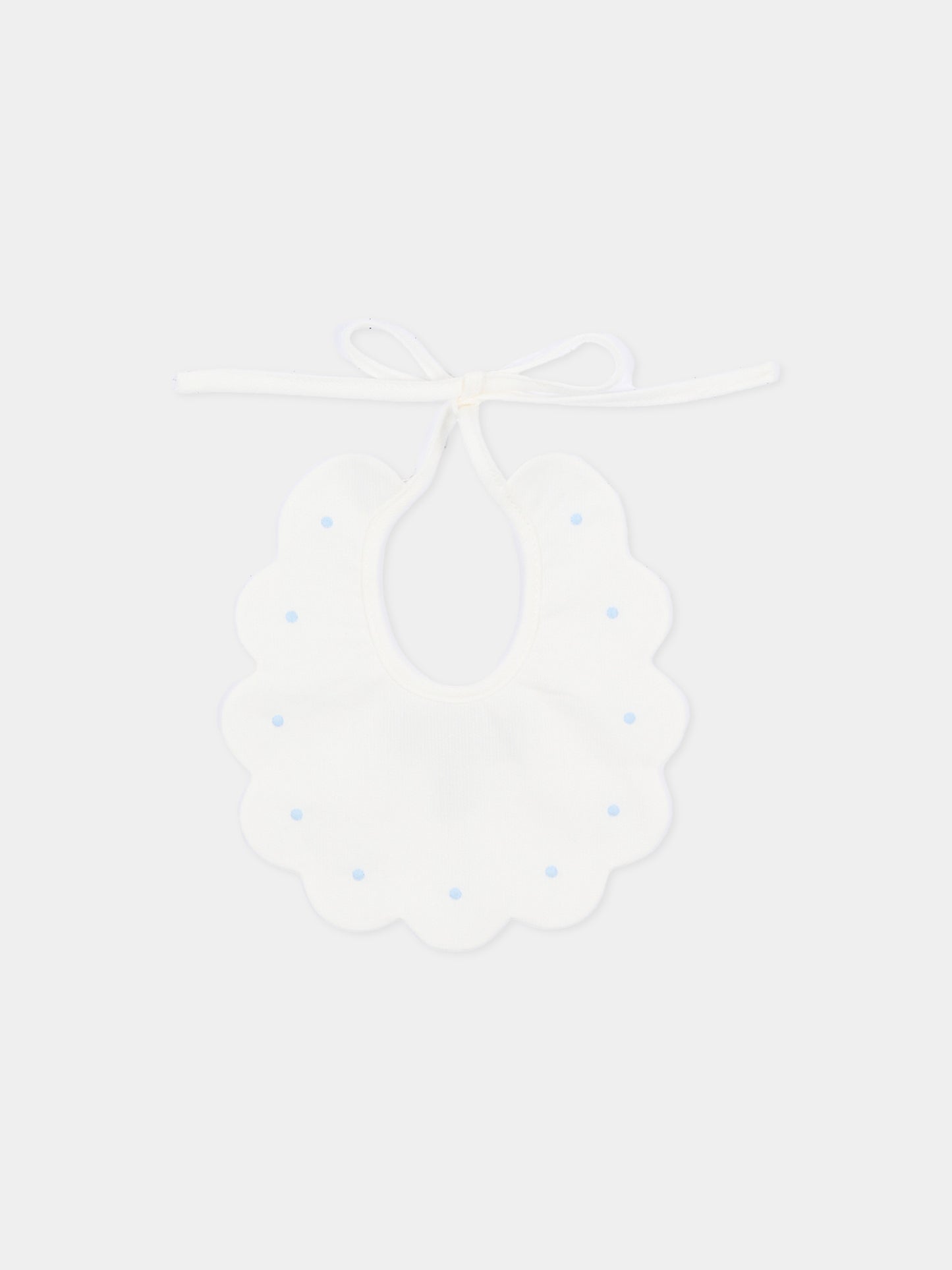 Bavaglino bianco per neonato con pois,Little Bear,2042 LATTE/CIELO