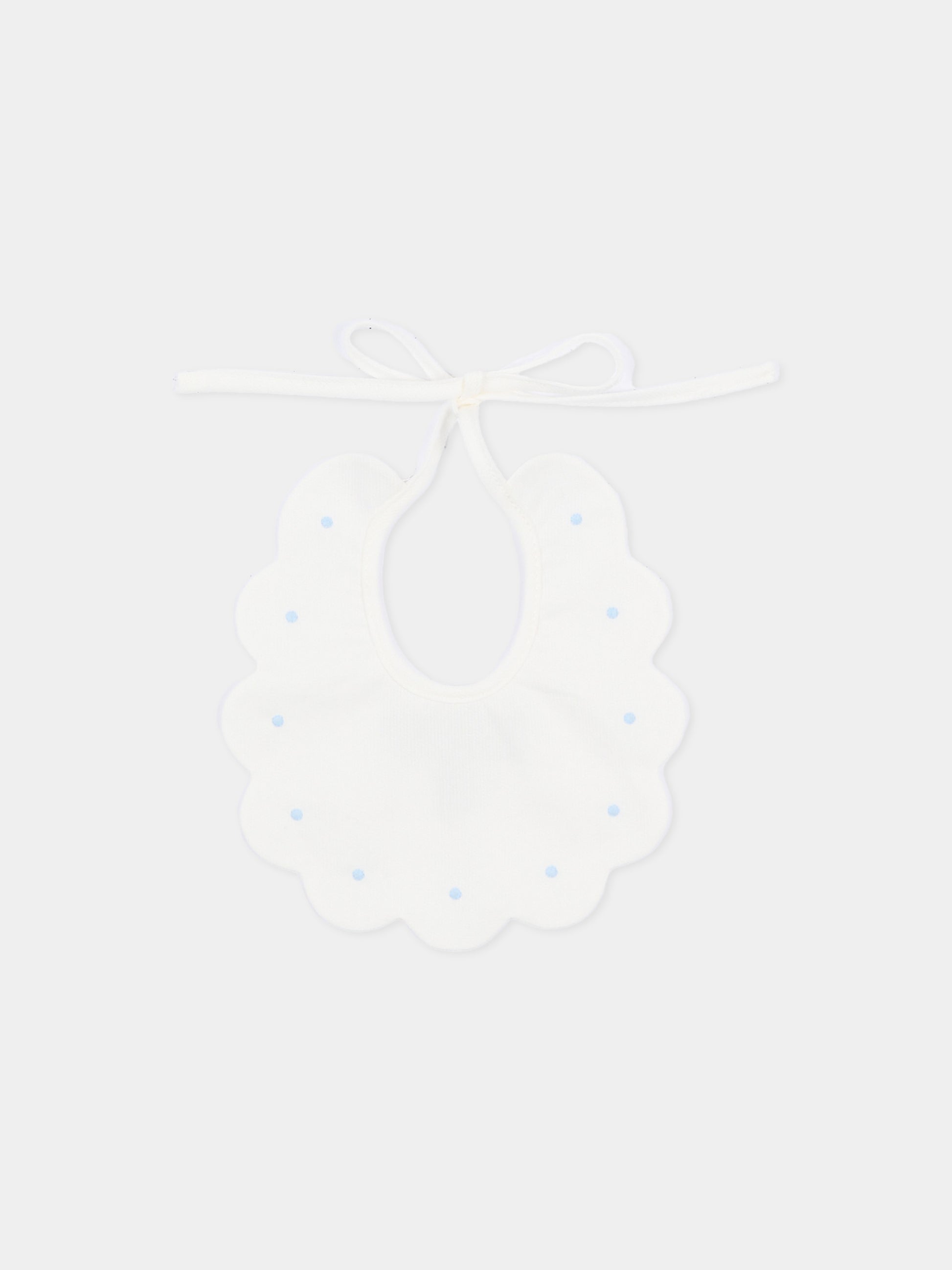 Bavaglino bianco per neonato con pois,Little Bear,2042 LATTE/CIELO