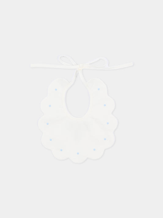 Bavaglino bianco per neonato con pois,Little Bear,2042 LATTE/CIELO