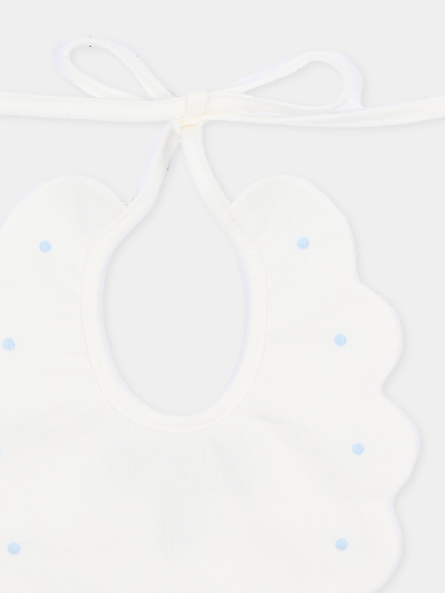 Bavaglino bianco per neonato con pois,Little Bear,2042 LATTE/CIELO