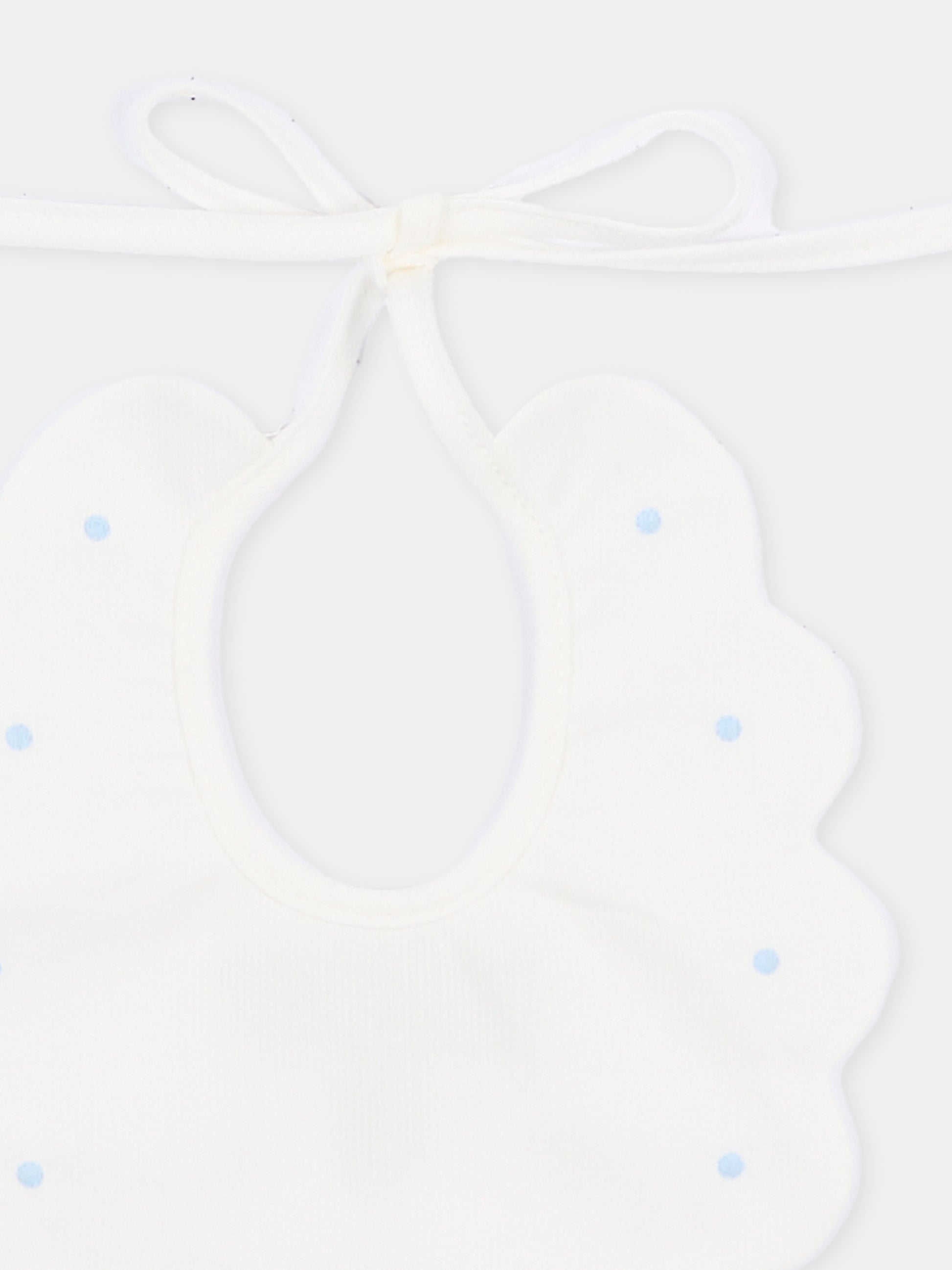 Bavaglino bianco per neonato con pois,Little Bear,2042 LATTE/CIELO
