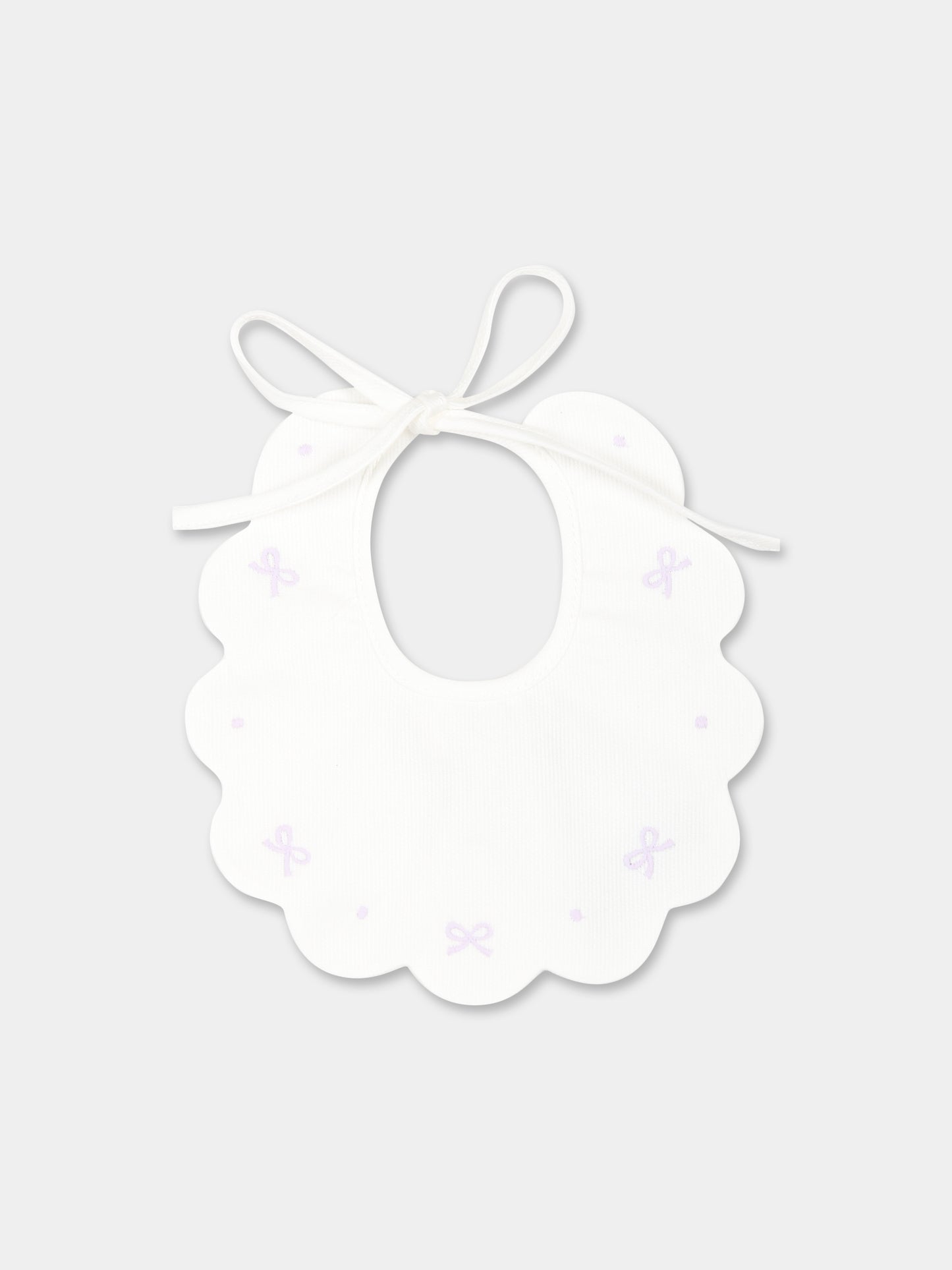 Bavaglino bianco per neonata,Little Bear,2043 LATTE/GLICINE