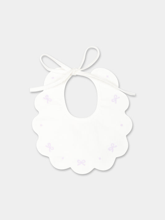 Bavaglino bianco per neonata,Little Bear,2043 LATTE/GLICINE