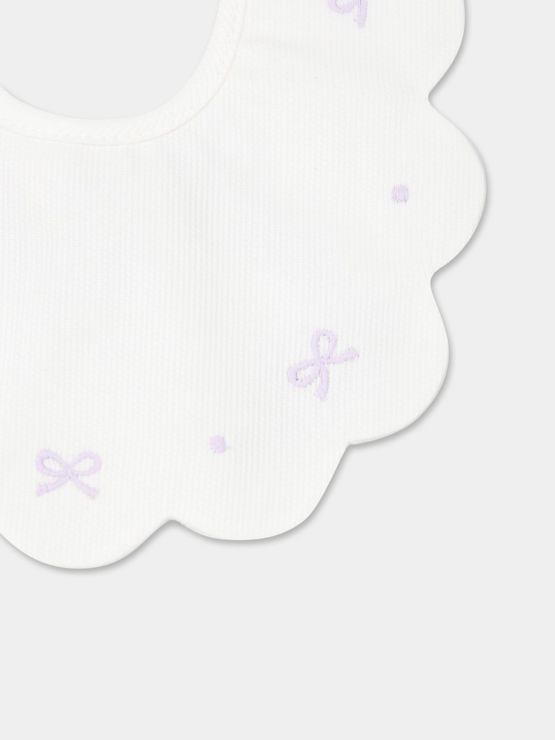 Bavaglino bianco per neonata,Little Bear,2043 LATTE/GLICINE