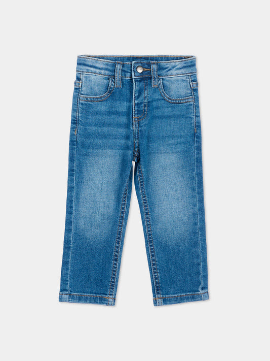 Jeans blu per neonato con logo