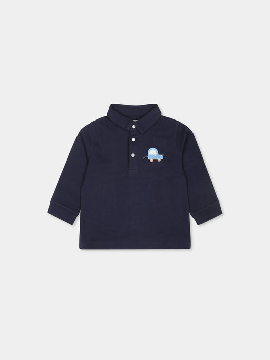 Polo blu per neonato con automobile,Mayoral,2184 052