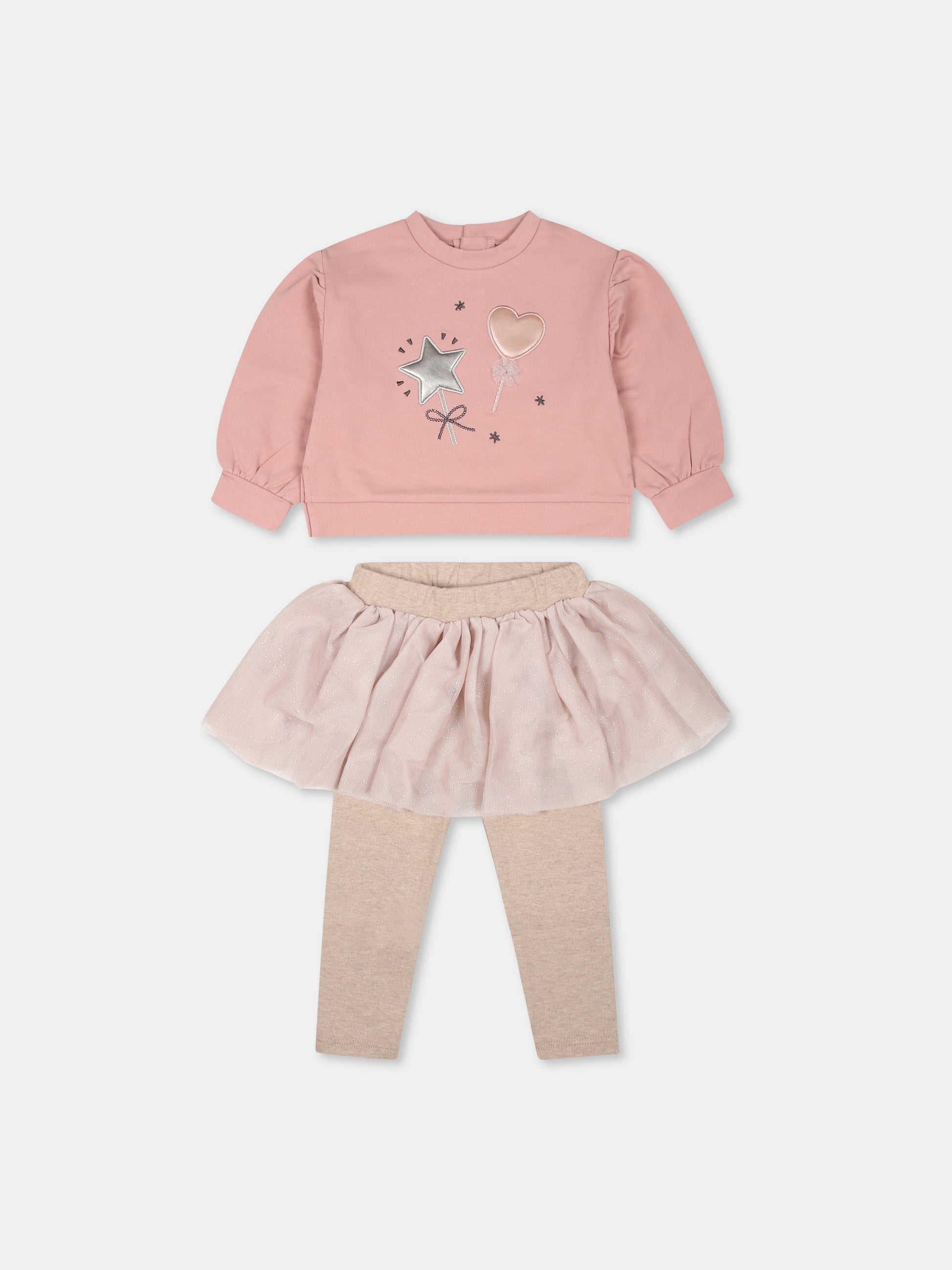 Completo rosa per neonata con stella e cuore,Mayoral,2712 083