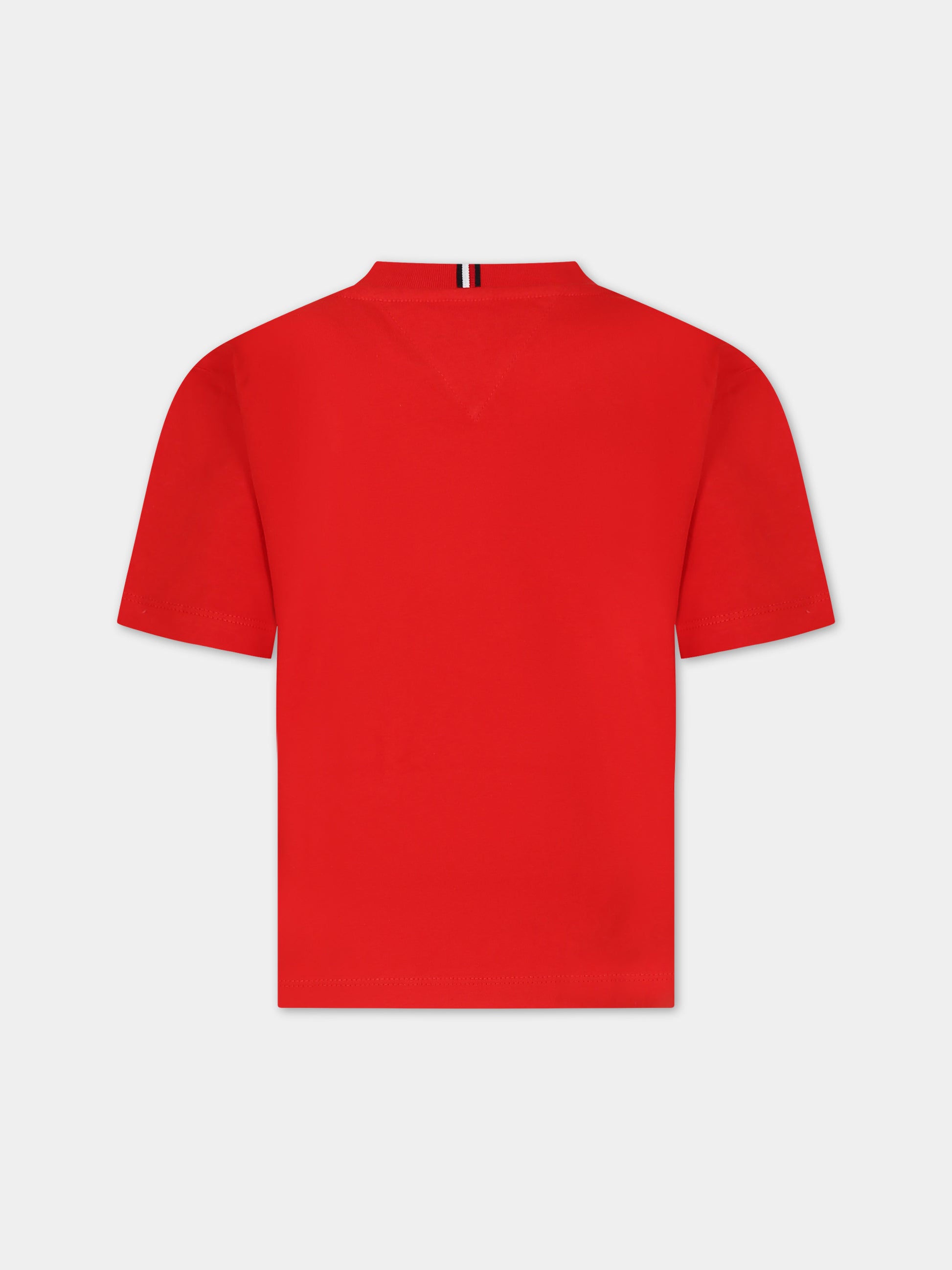 T-shirt rossa per bambino con logo,Tommy Hilfiger Junior,23WMTHKB0KB08548T SNE