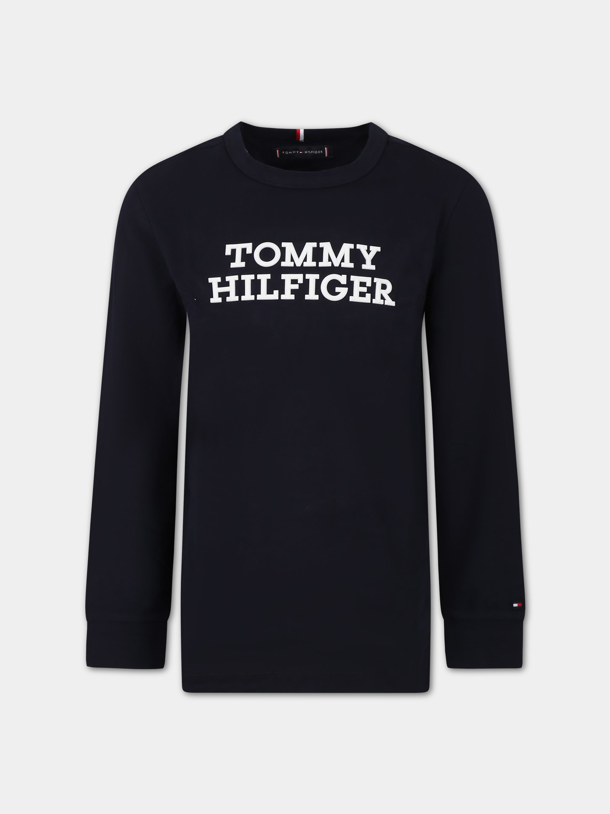 Felpa blu per bambini con logo,Tommy Hilfiger Junior,23W KB0KB08554 DW5