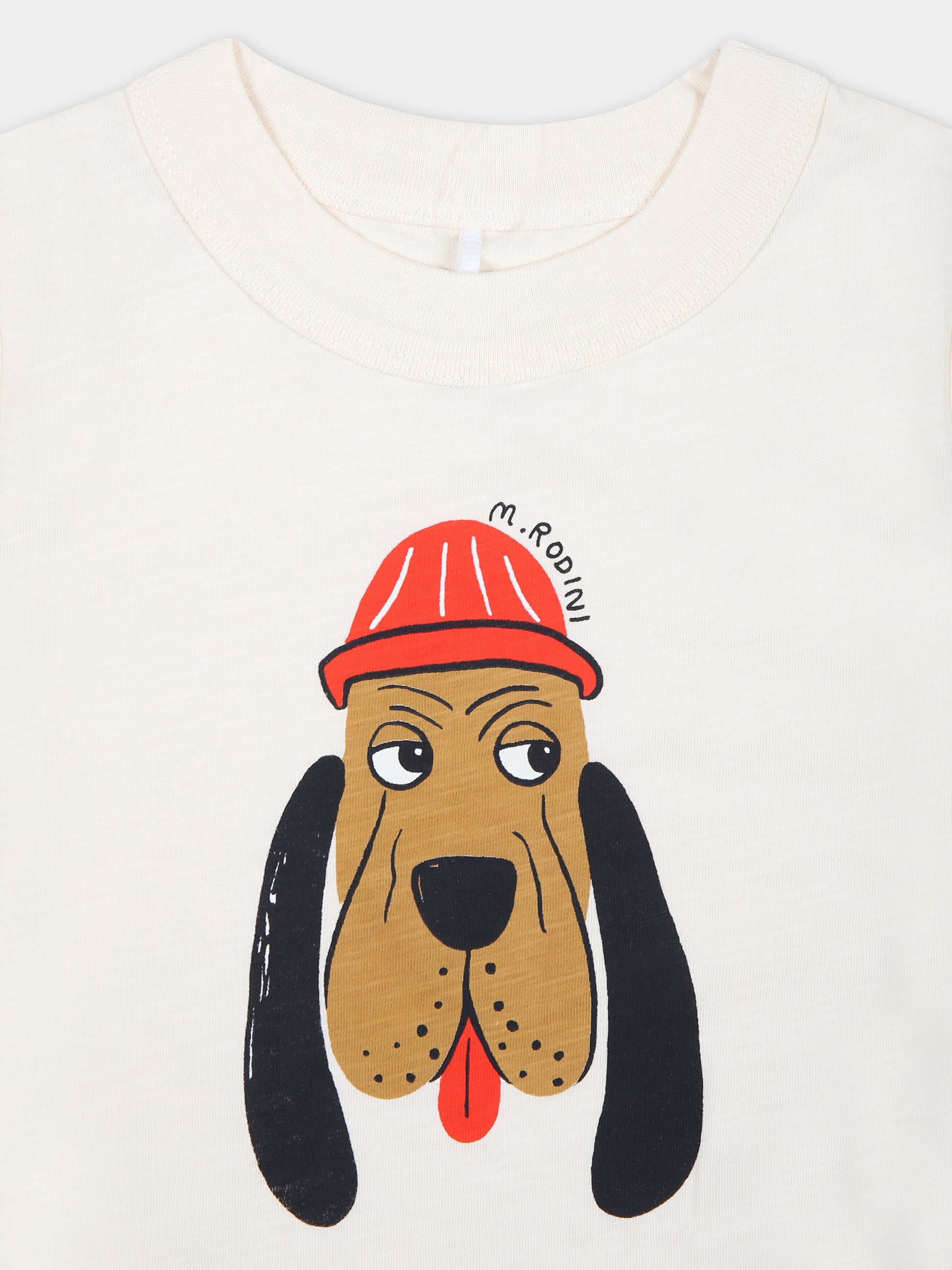 T-shirt avorio per neonati con cane,Mini Rodini,2412011111
