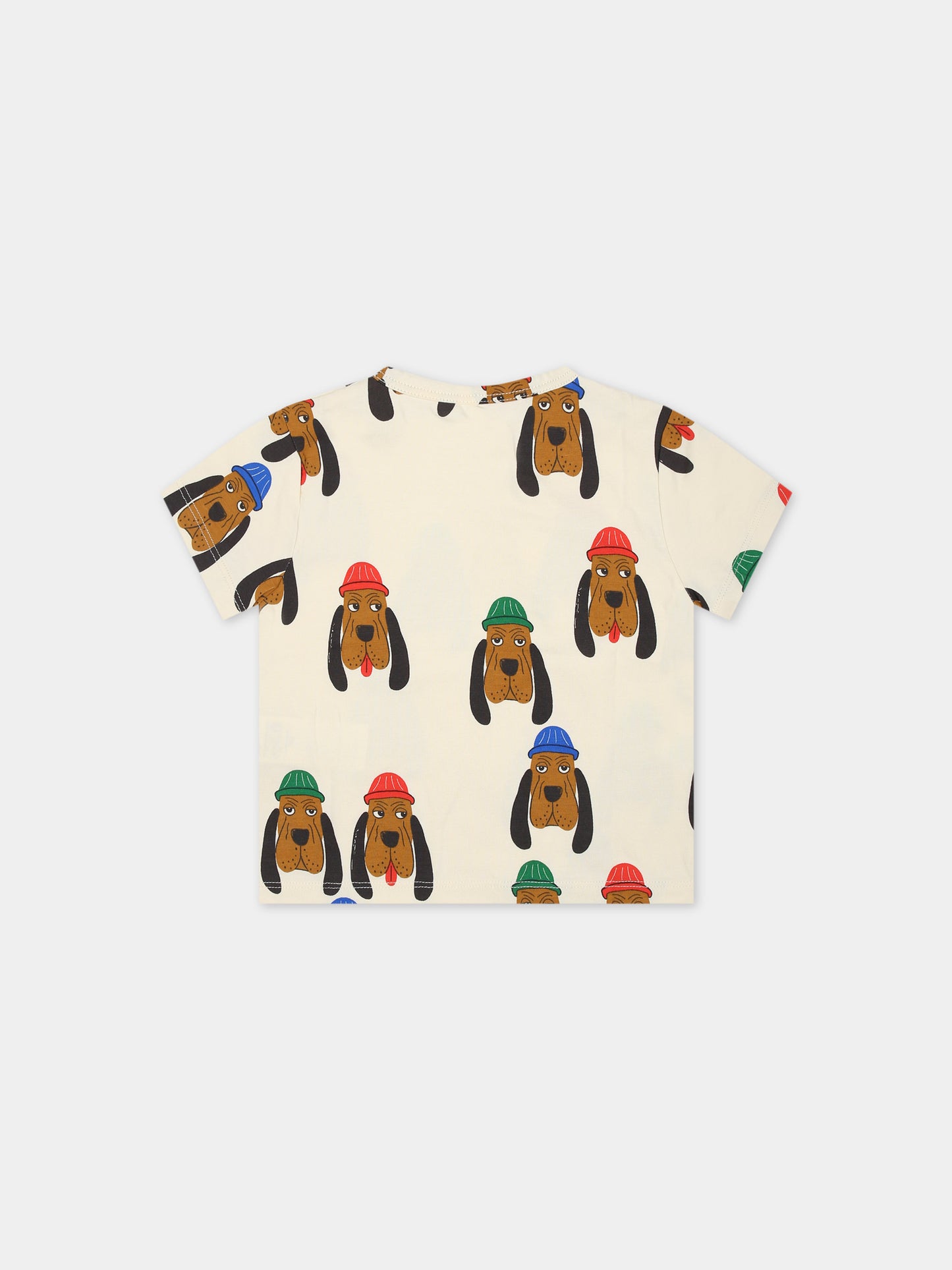 T-shirt avorio per neonati con cani,Mini Rodini,2412011211