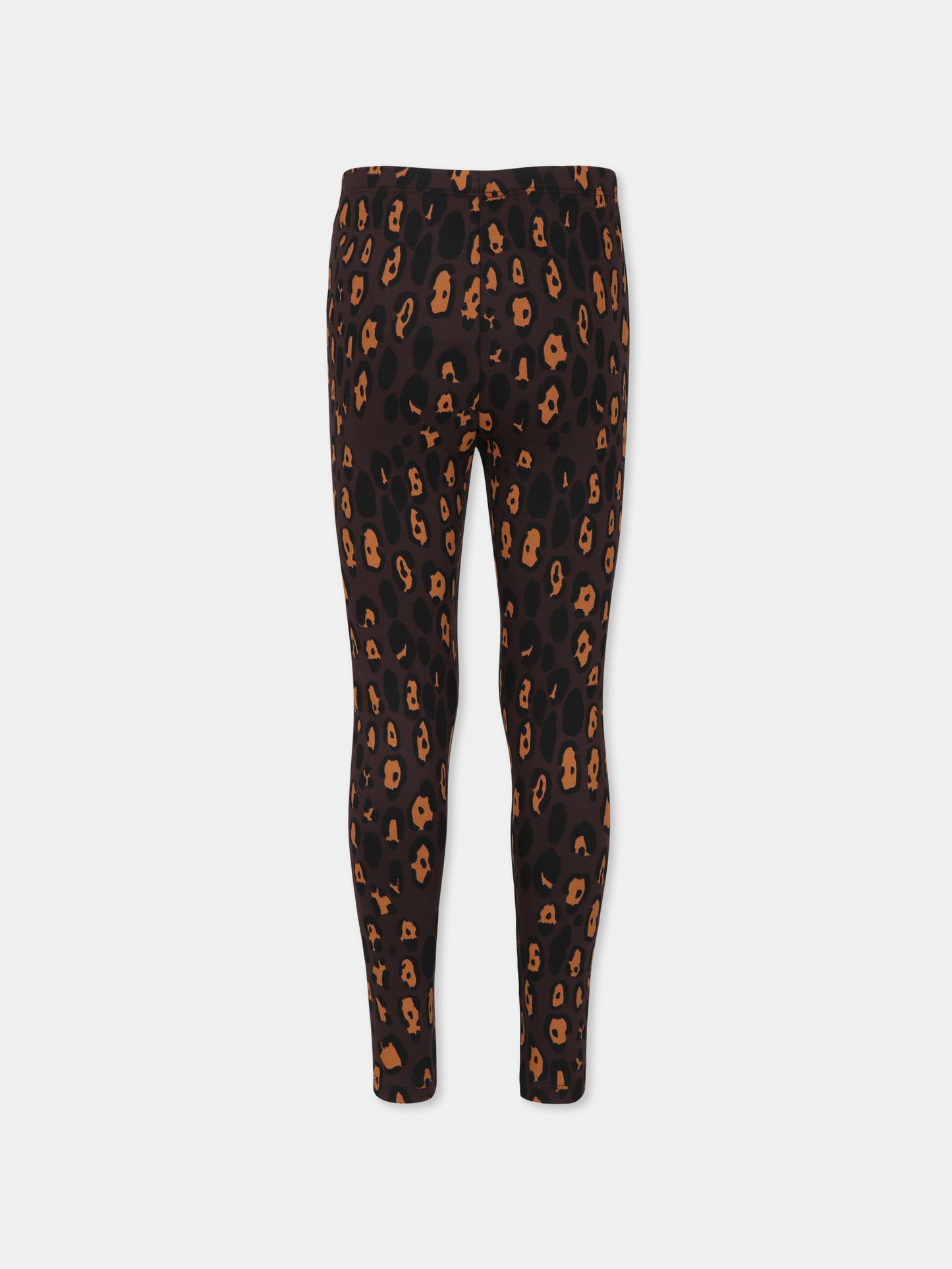 Leggings marroni per bambina con stampa leopardata,Mini Rodini,2473011016