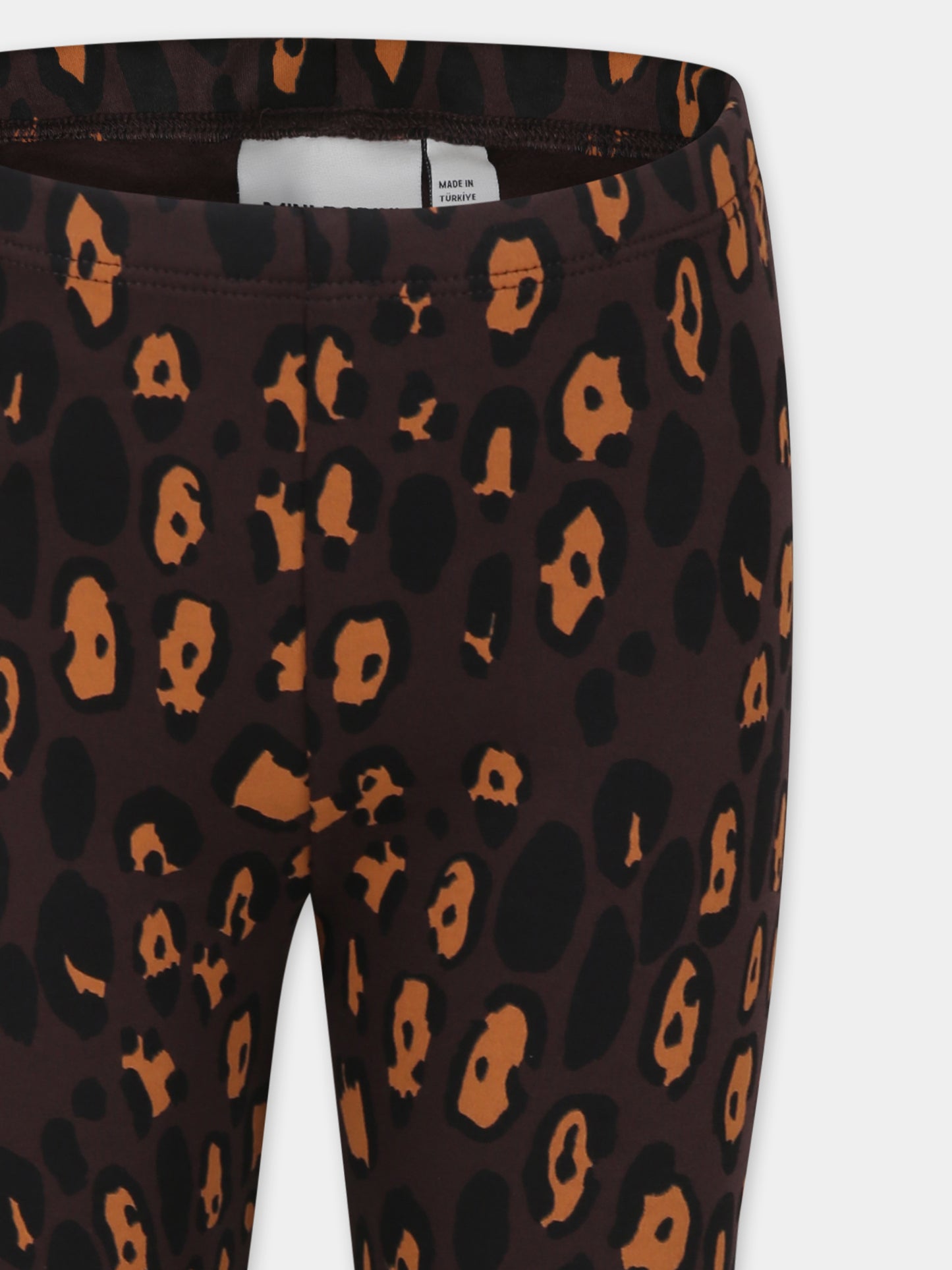 Leggings marroni per bambina con stampa leopardata,Mini Rodini,2473011016