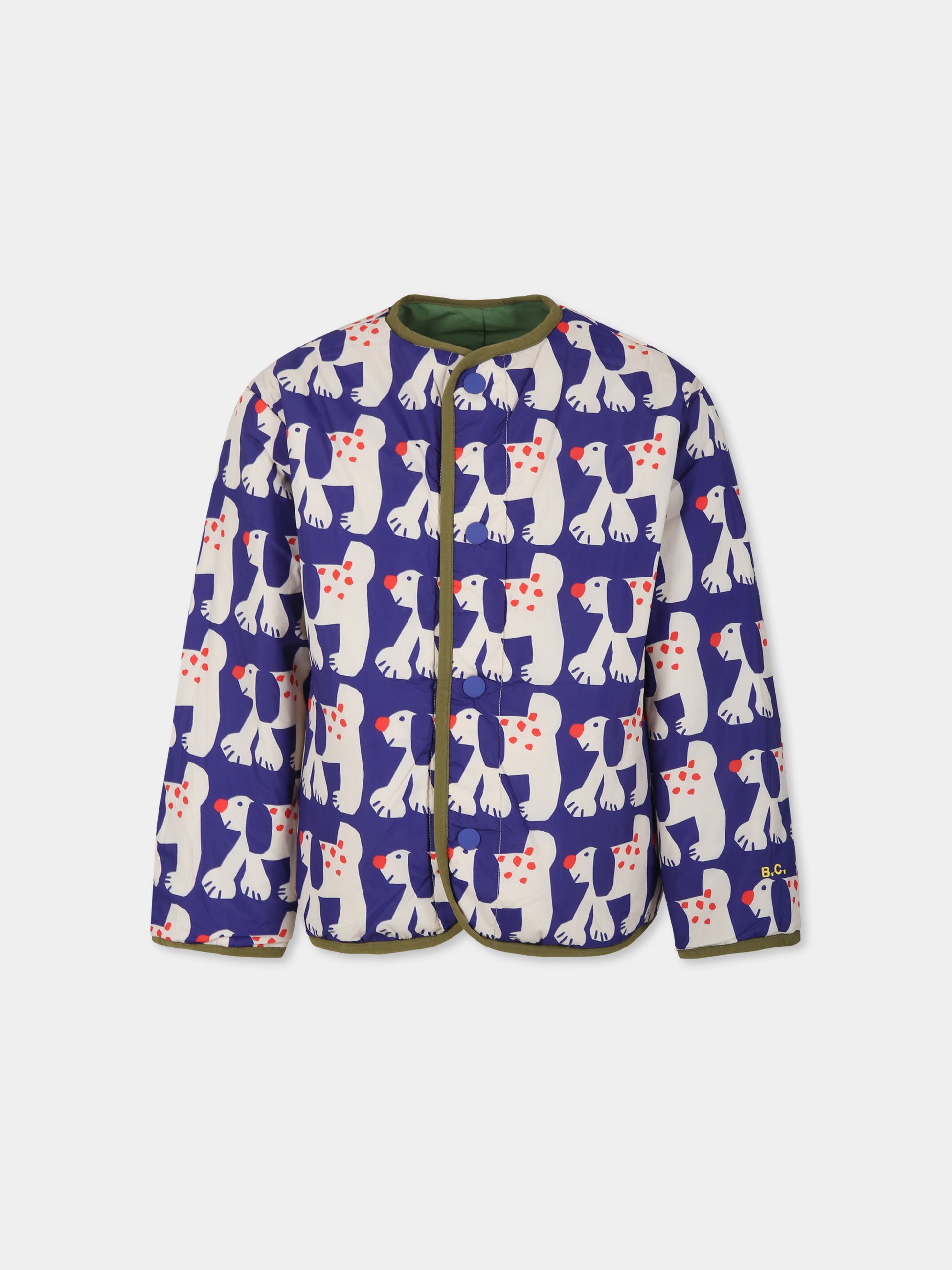 Piumino verde reversibile per bambini con logo,Bobo Choses,B224AC129