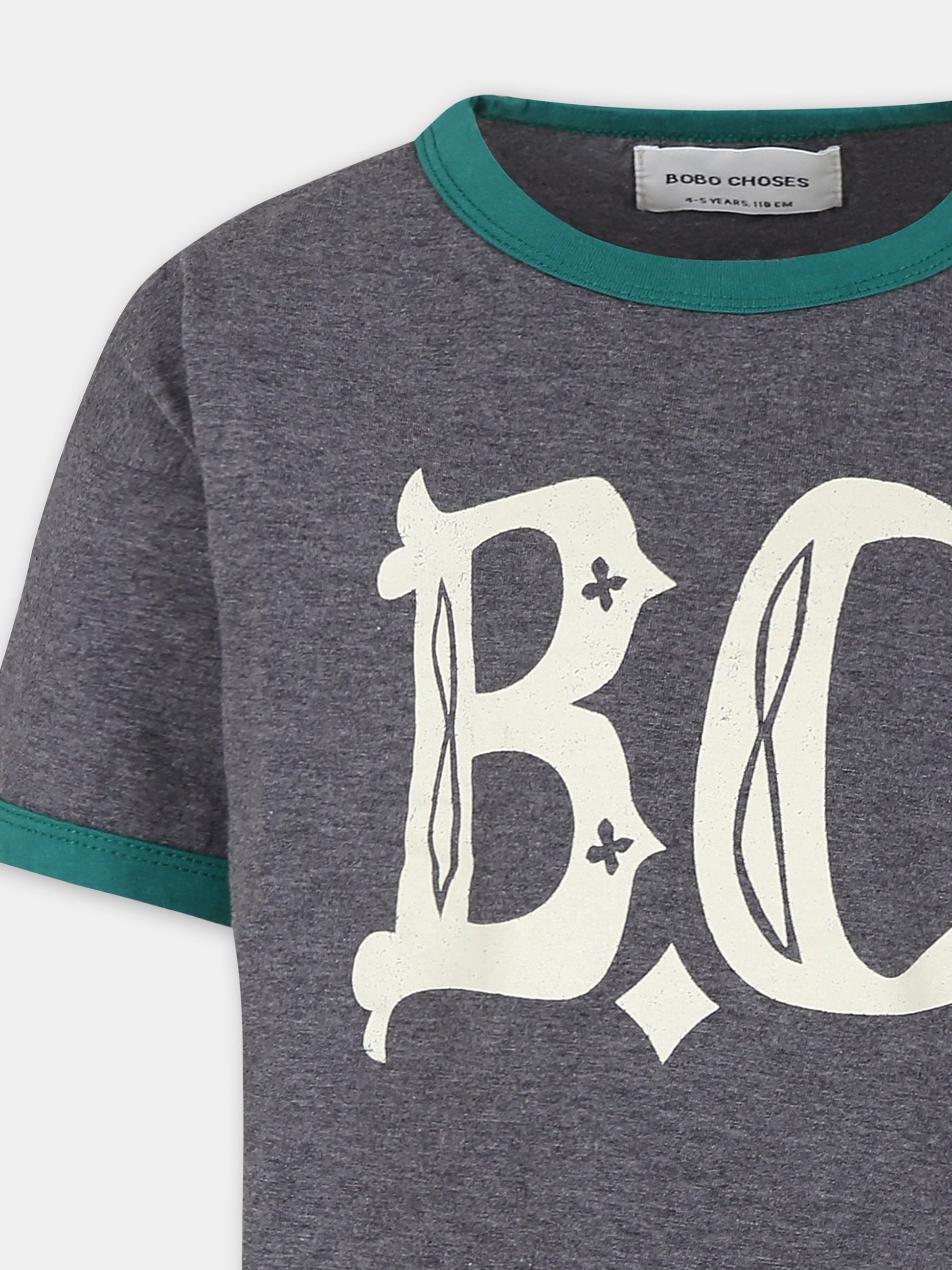 T-shirt grigia per bambini con logo,Bobo Choses,B224AC003