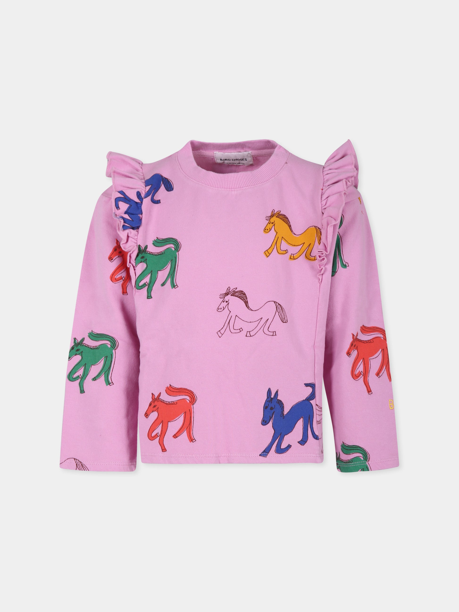 Felpa rosa per bambina con cavallo,Bobo Choses,B224AC053