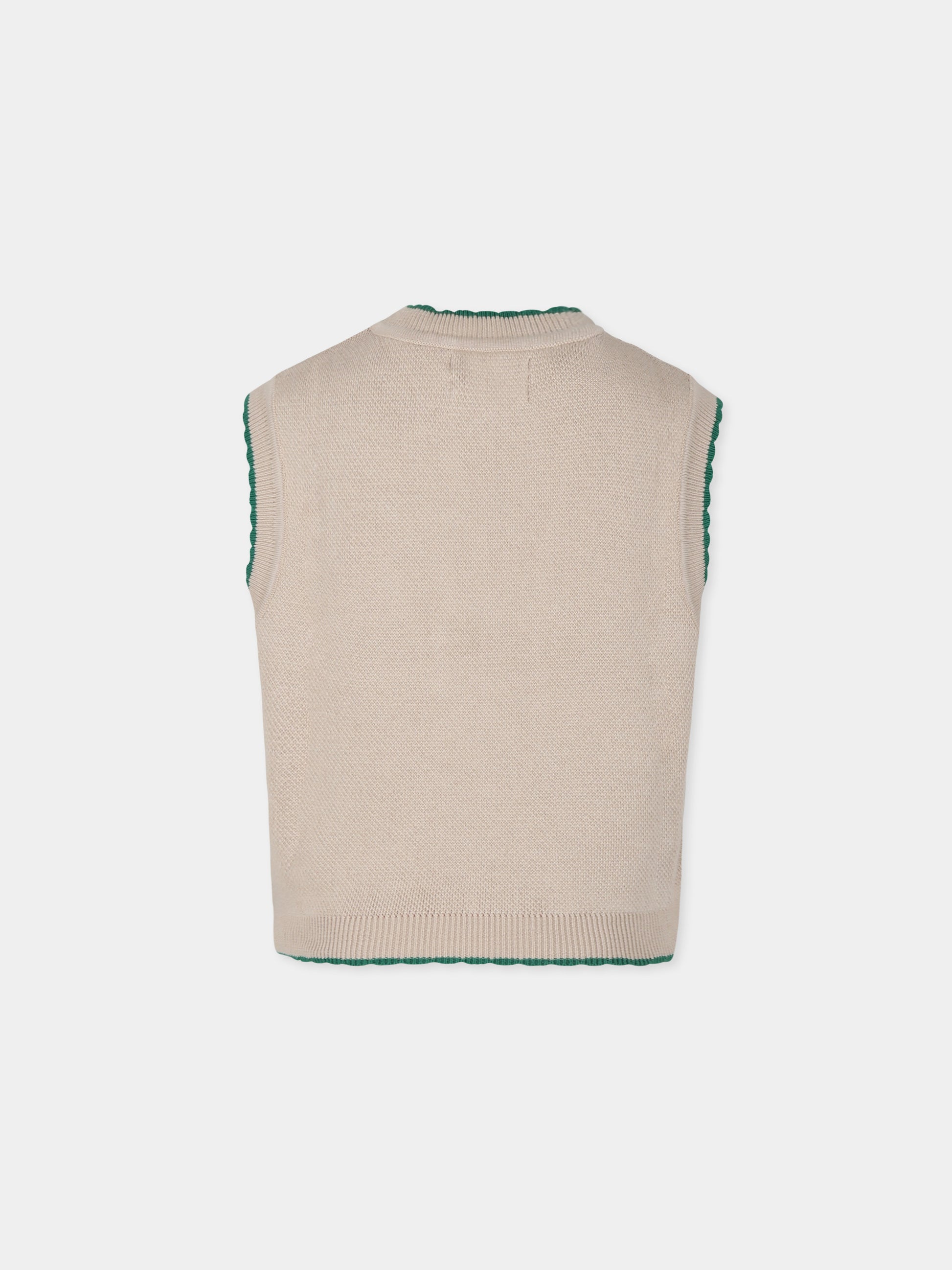 Maglia gilet beige per bambini con cane,Bobo Choses,B224AC113