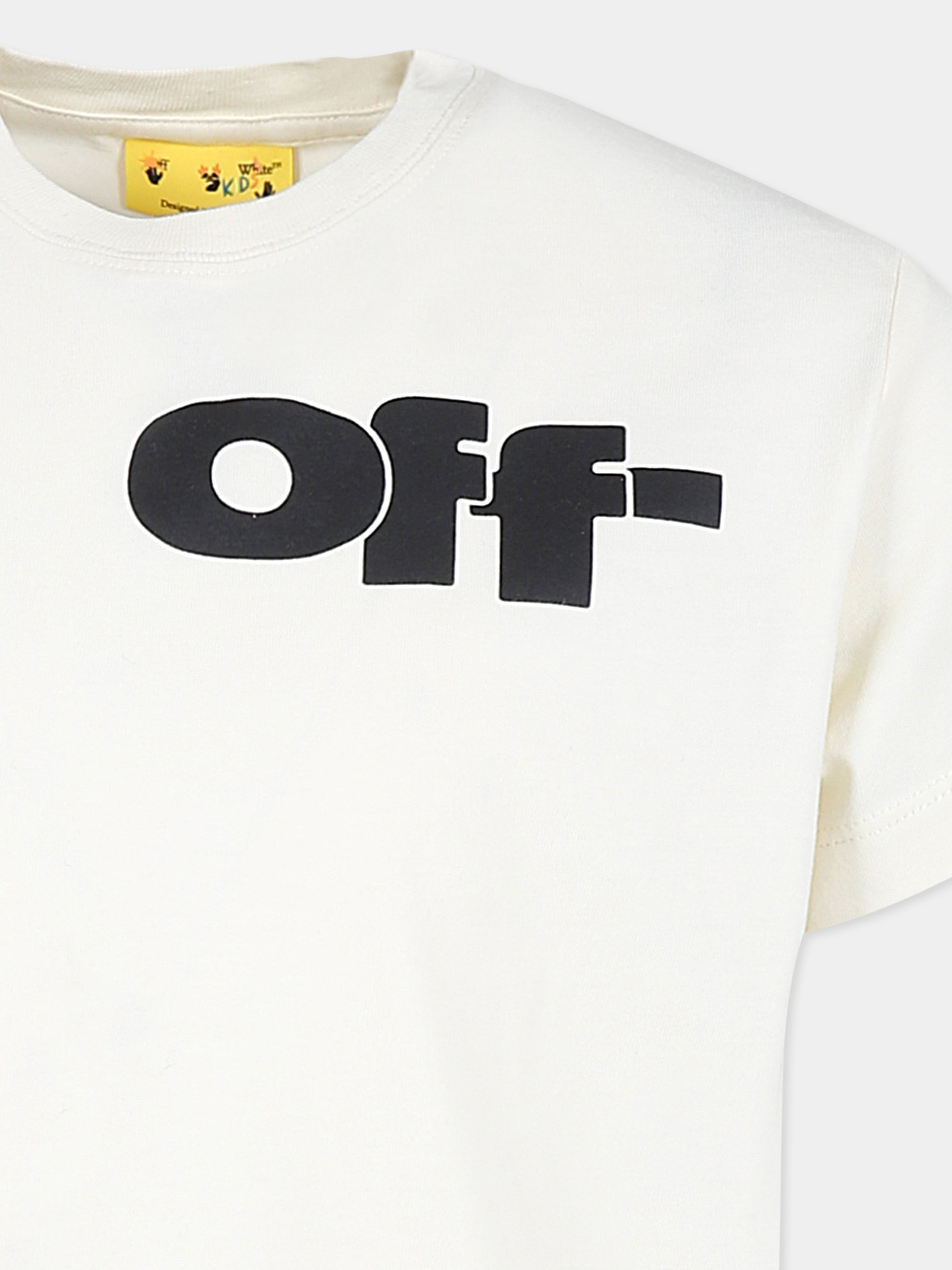 T-shirt avorio per bambino con logo,Off White,OBAA002F24JER0080310